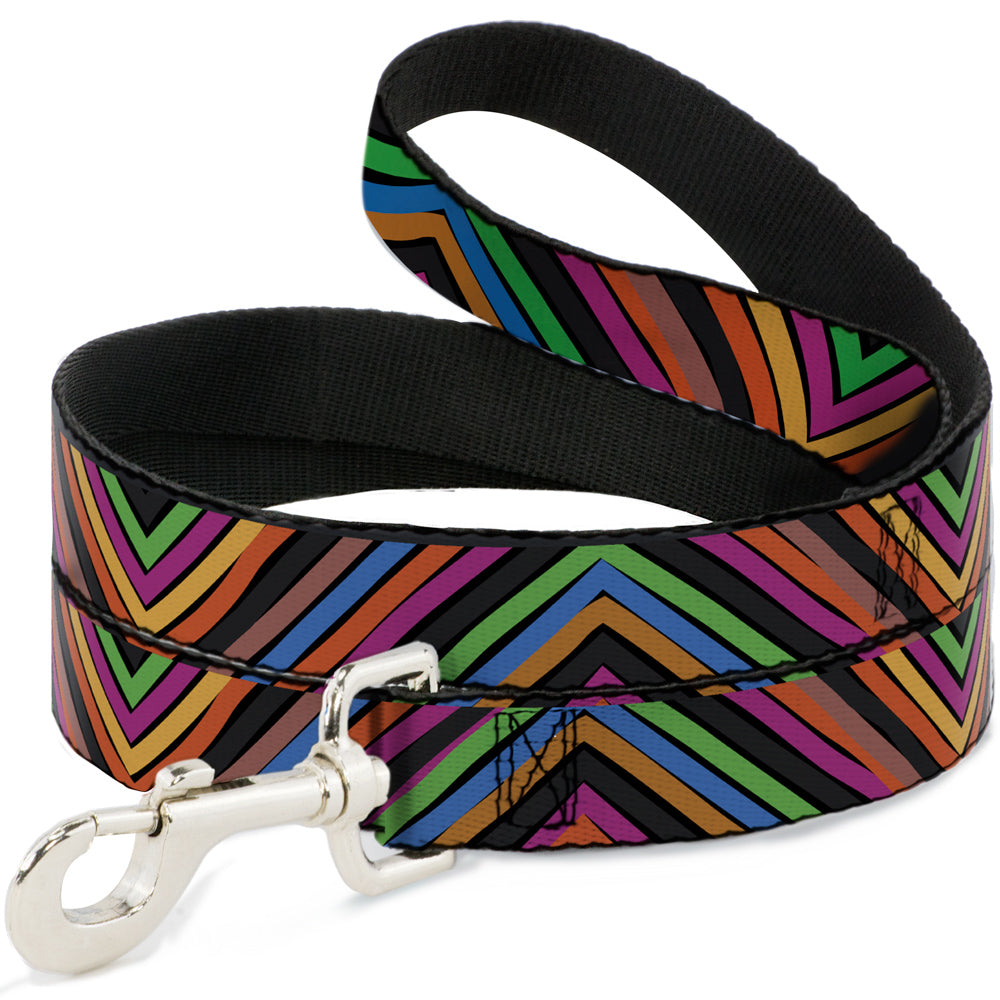 Dog Leash - Chevron Freehand CLOSE-UP Multi Color Dog Leashes Buckle-Down