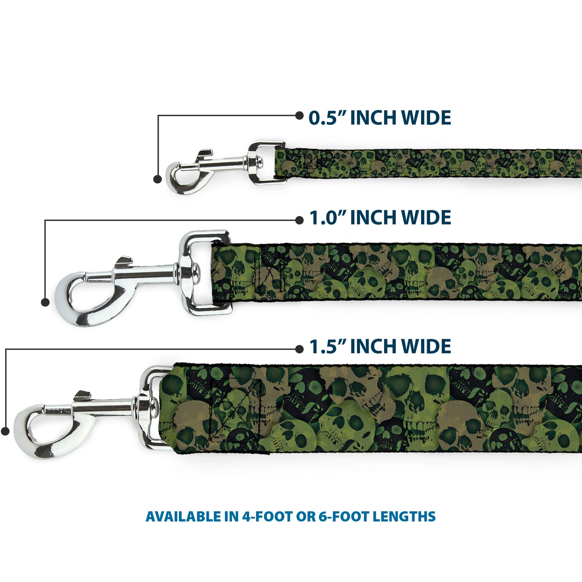 Dog Leash - Camo Olive/Black Skull Yard2 Dog Leashes Buckle-Down