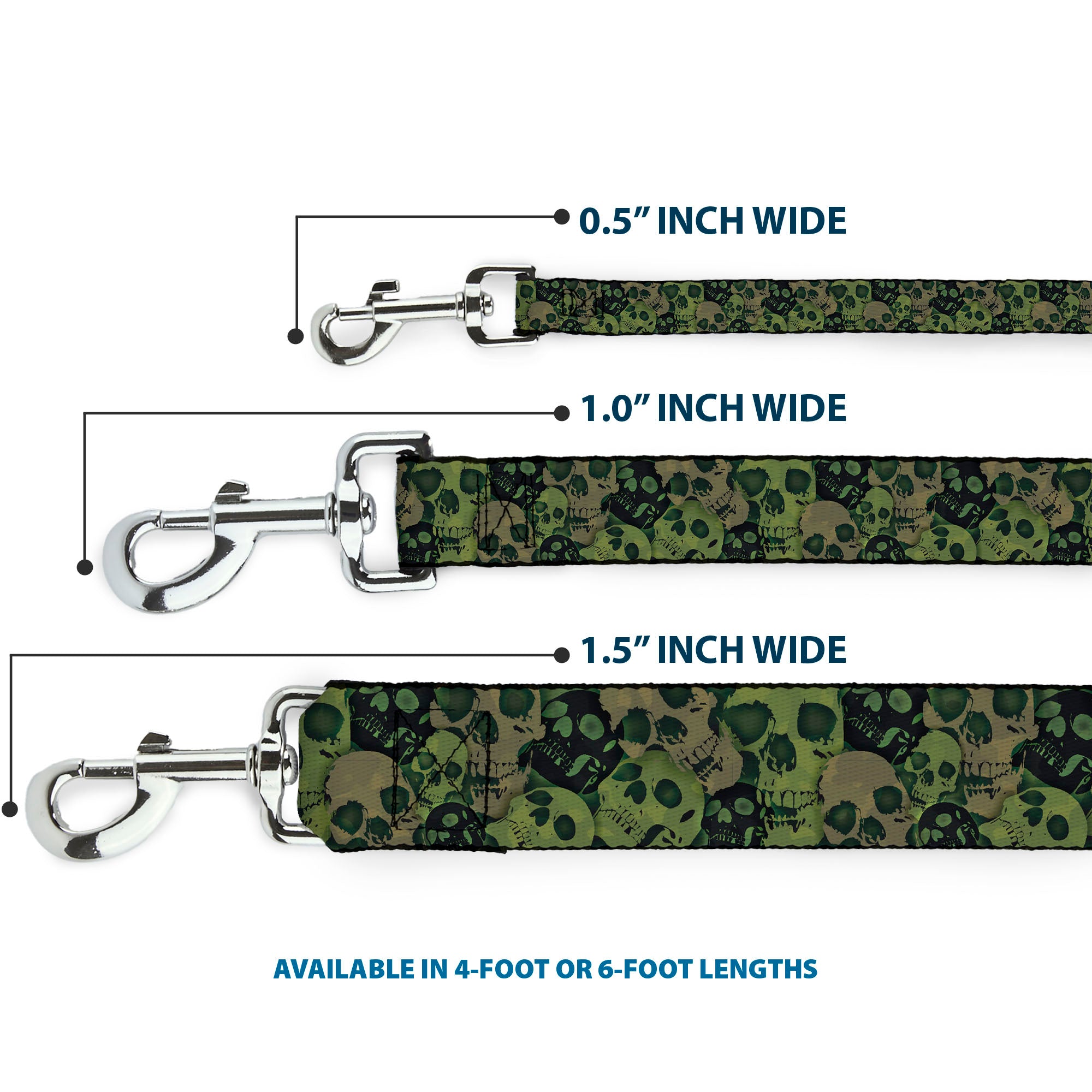 Dog Leash - Camo Olive/Black Skull Yard2 Dog Leashes Buckle-Down
