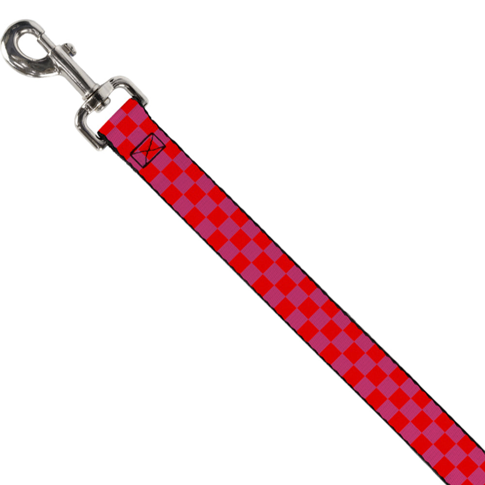 Dog Leash - Checker Fluoresecent Orange/Pink Dog Leashes Buckle-Down