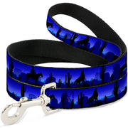Dog Leash - Cowboy/Coyote Silhouettes/Western Landscape Blues/Black Dog Leashes Buckle-Down
