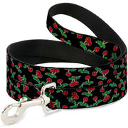 Dog Leash - Cherries Scattered Black Dog Leashes Buckle-Down
