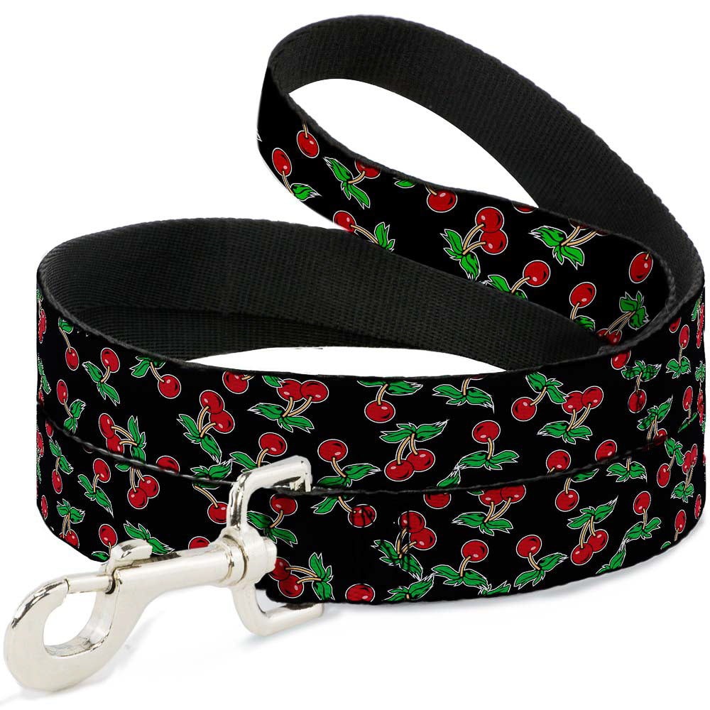 Dog Leash - Cherries Scattered Black Dog Leashes Buckle-Down
