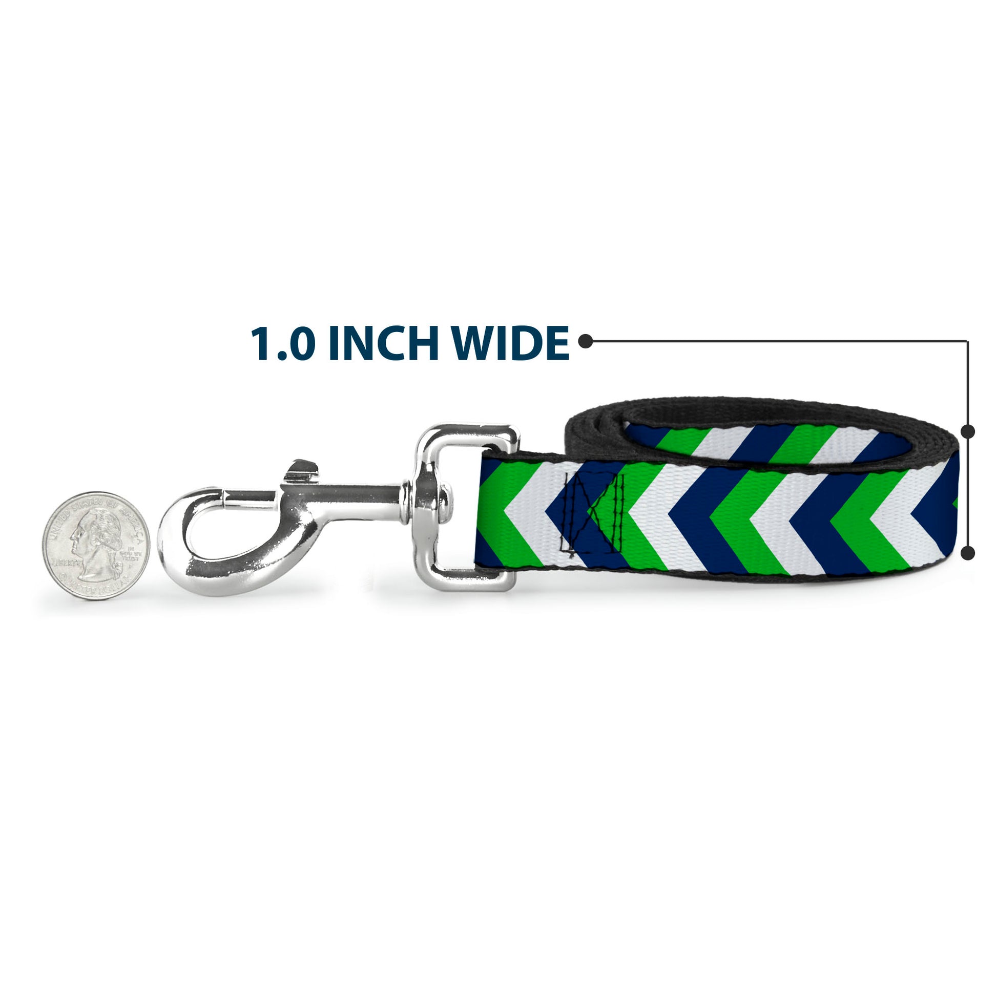 Dog Leash - Chevron White/Bright Green/Navy Dog Leashes Buckle-Down