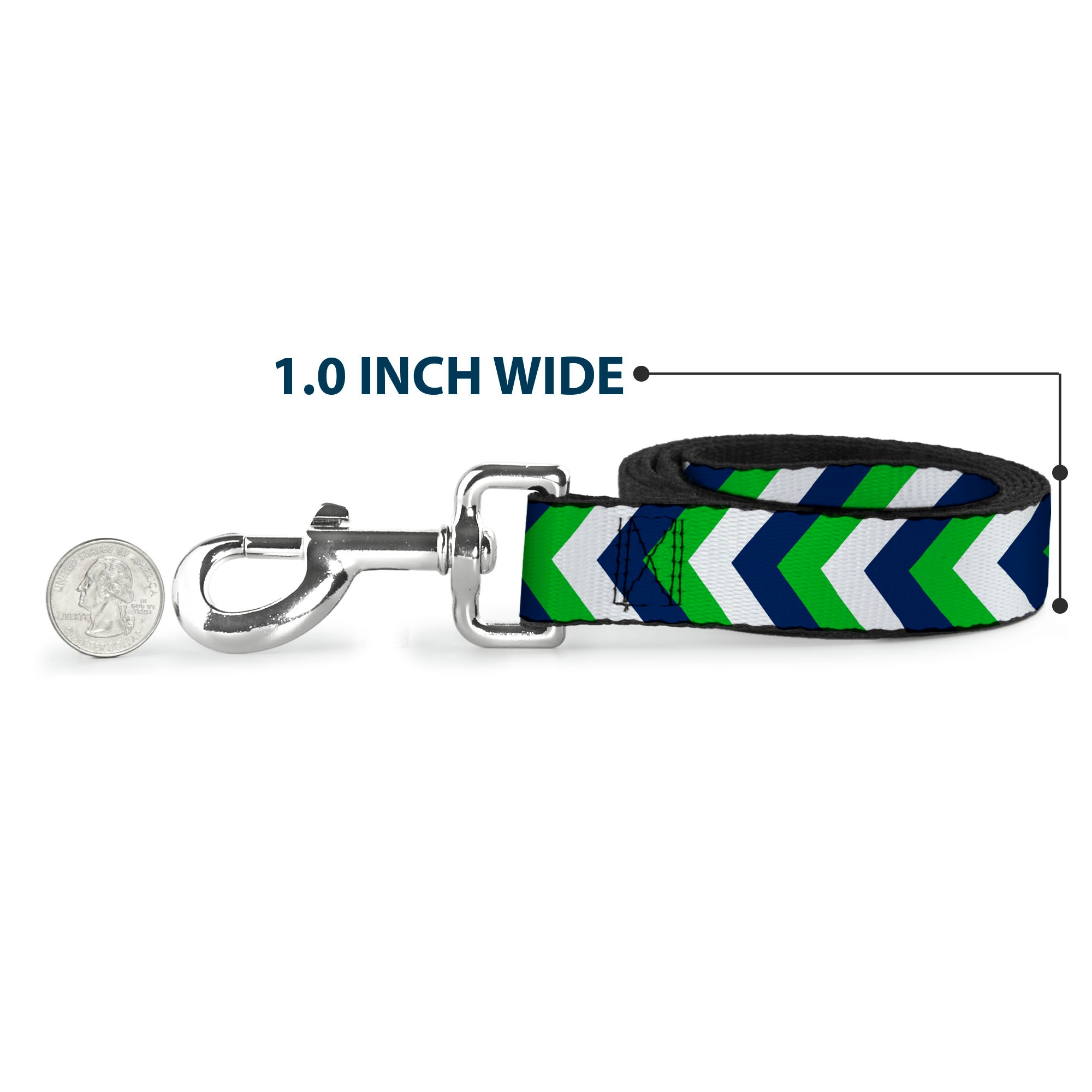 Dog Leash - Chevron White/Bright Green/Navy Dog Leashes Buckle-Down