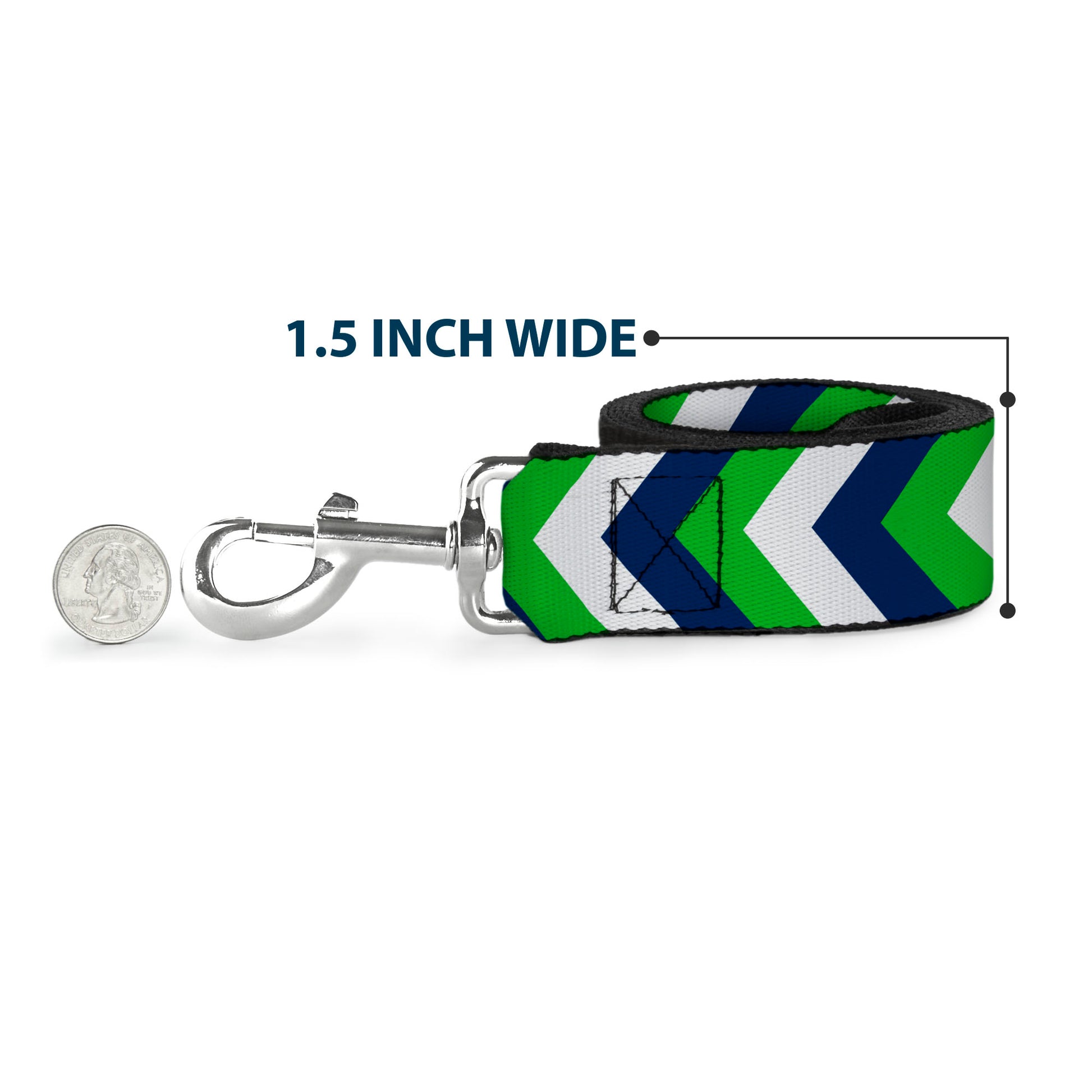 Dog Leash - Chevron White/Bright Green/Navy Dog Leashes Buckle-Down