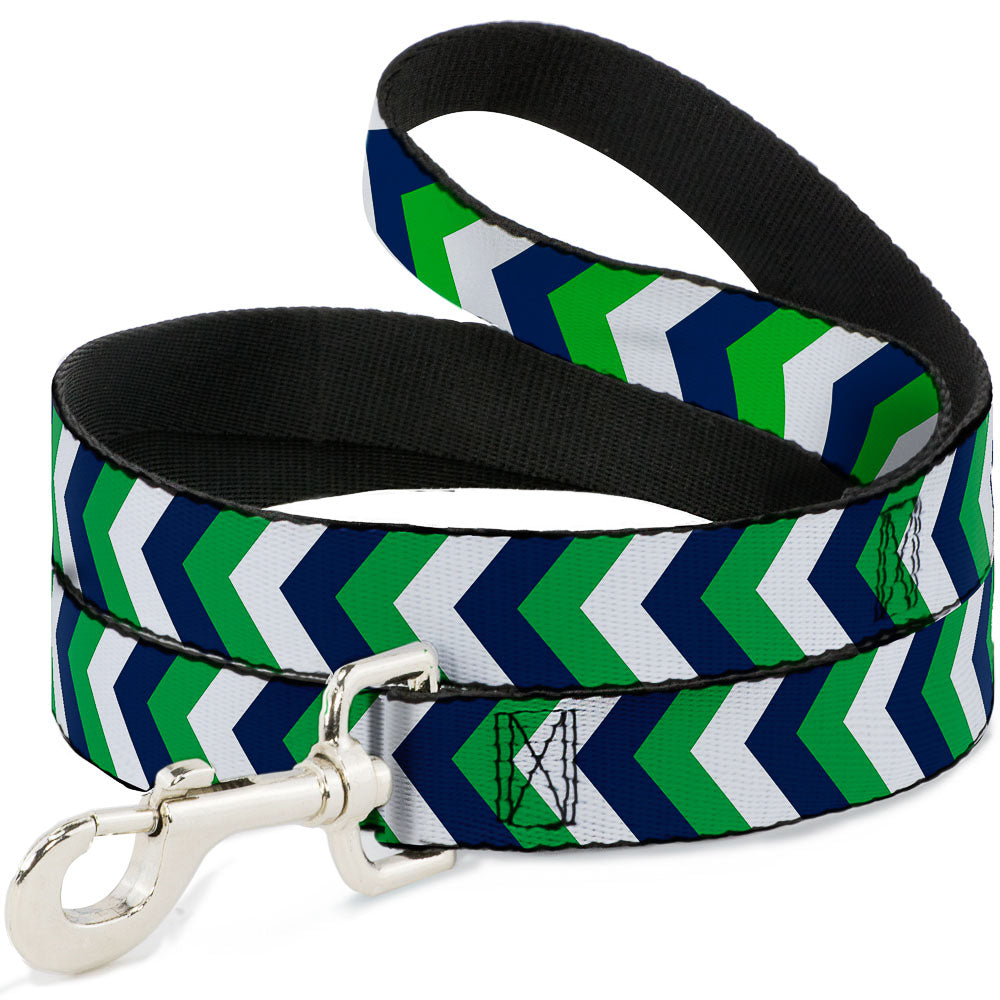 Dog Leash - Chevron White/Bright Green/Navy Dog Leashes Buckle-Down