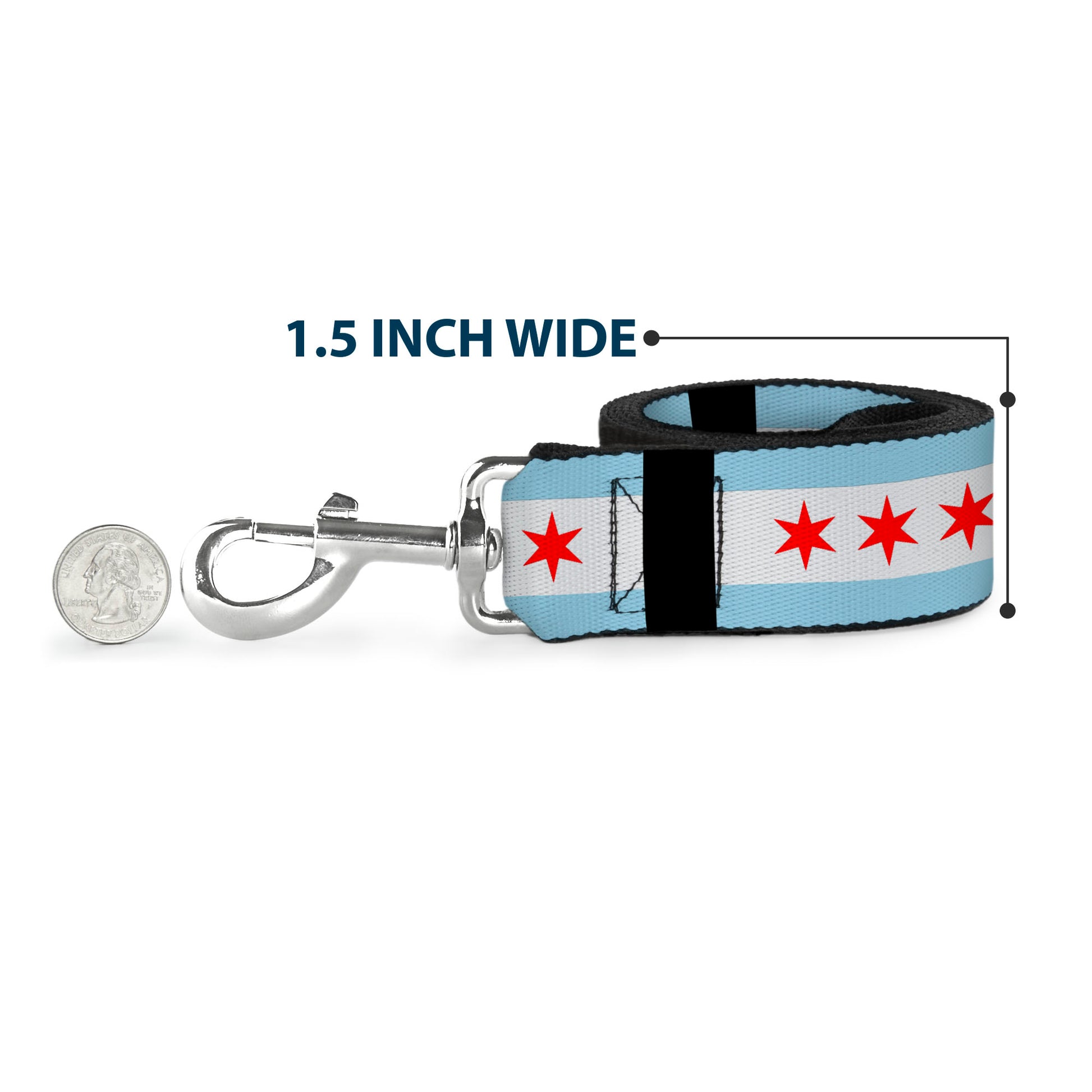 Dog Leash - Chicago Flags/Black Dog Leashes Buckle-Down