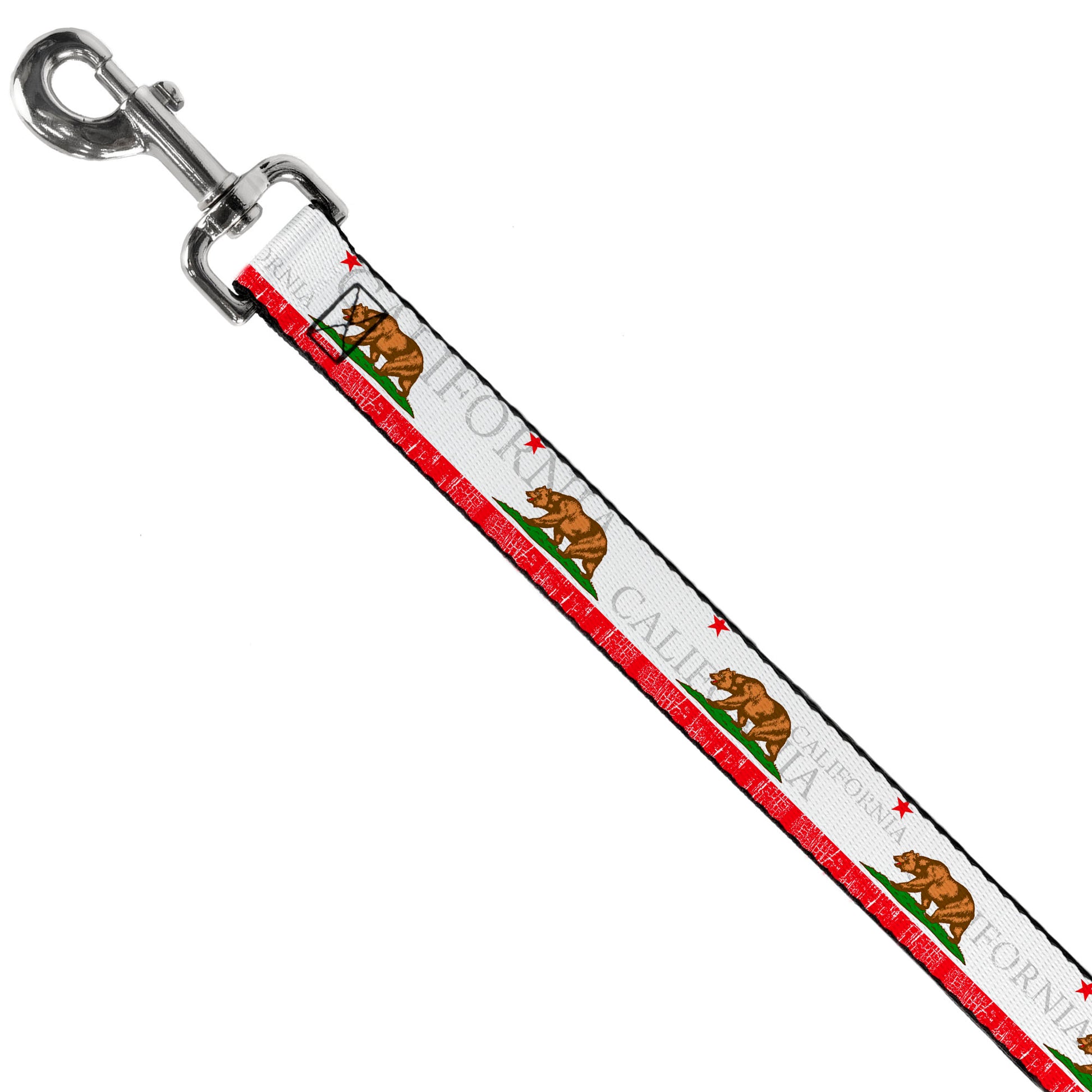 Dog Leash - CALIFORNIA Bear/Star/Crackle Stripe White/Gray/Red Dog Leashes Buckle-Down