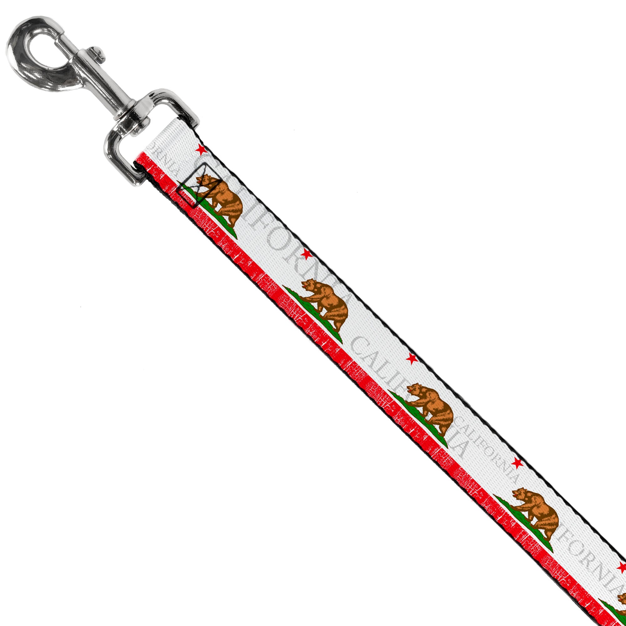 Dog Leash - CALIFORNIA Bear/Star/Crackle Stripe White/Gray/Red Dog Leashes Buckle-Down