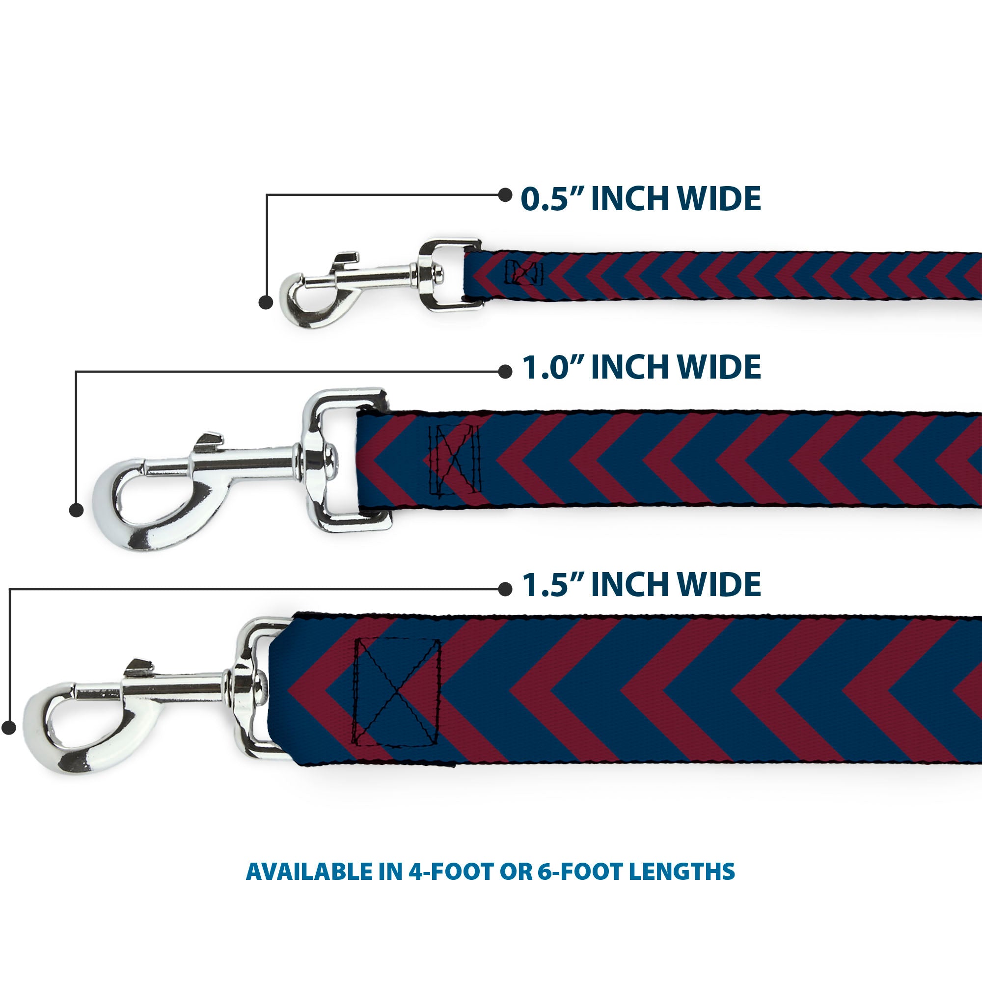 Dog Leash - Chevron2 Red/Navy Dog Leashes Buckle-Down