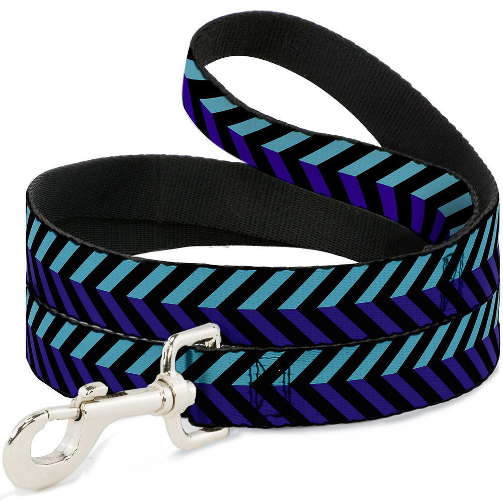 Dog Leash - Chevron3 Split Turquoise/Purple/Black Dog Leashes Buckle-Down
