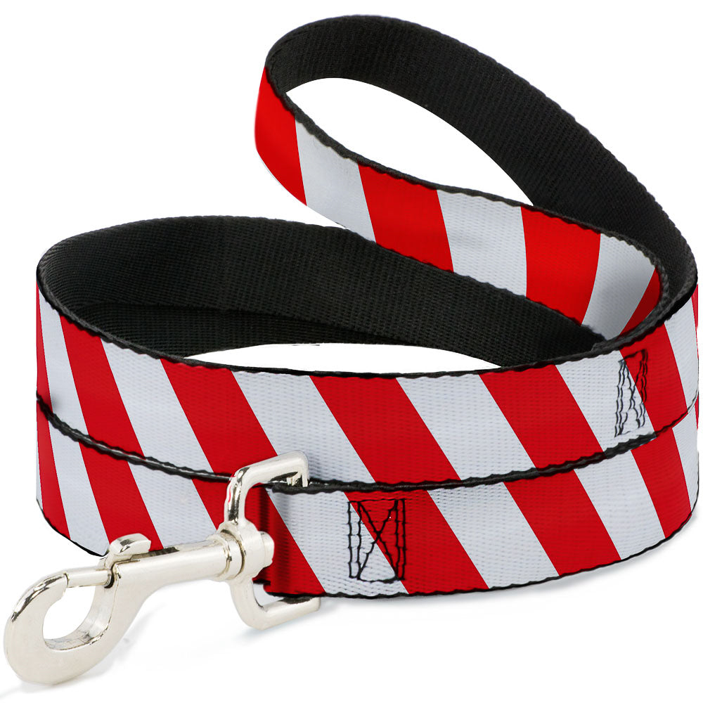 Dog Leash - Candy Cane2 Stripe White/Red Dog Leashes Buckle-Down