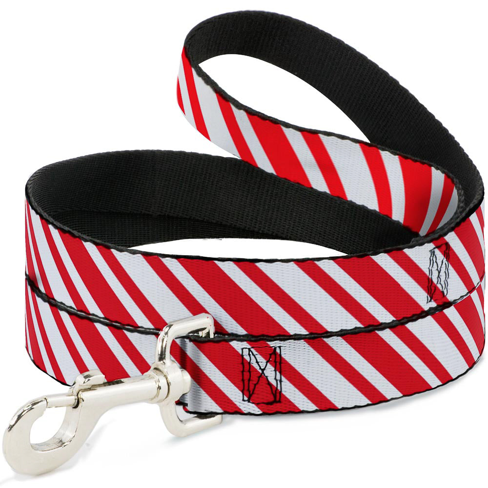 Dog Leash - Candy Cane3 Stripe White/3-Red Dog Leashes Buckle-Down