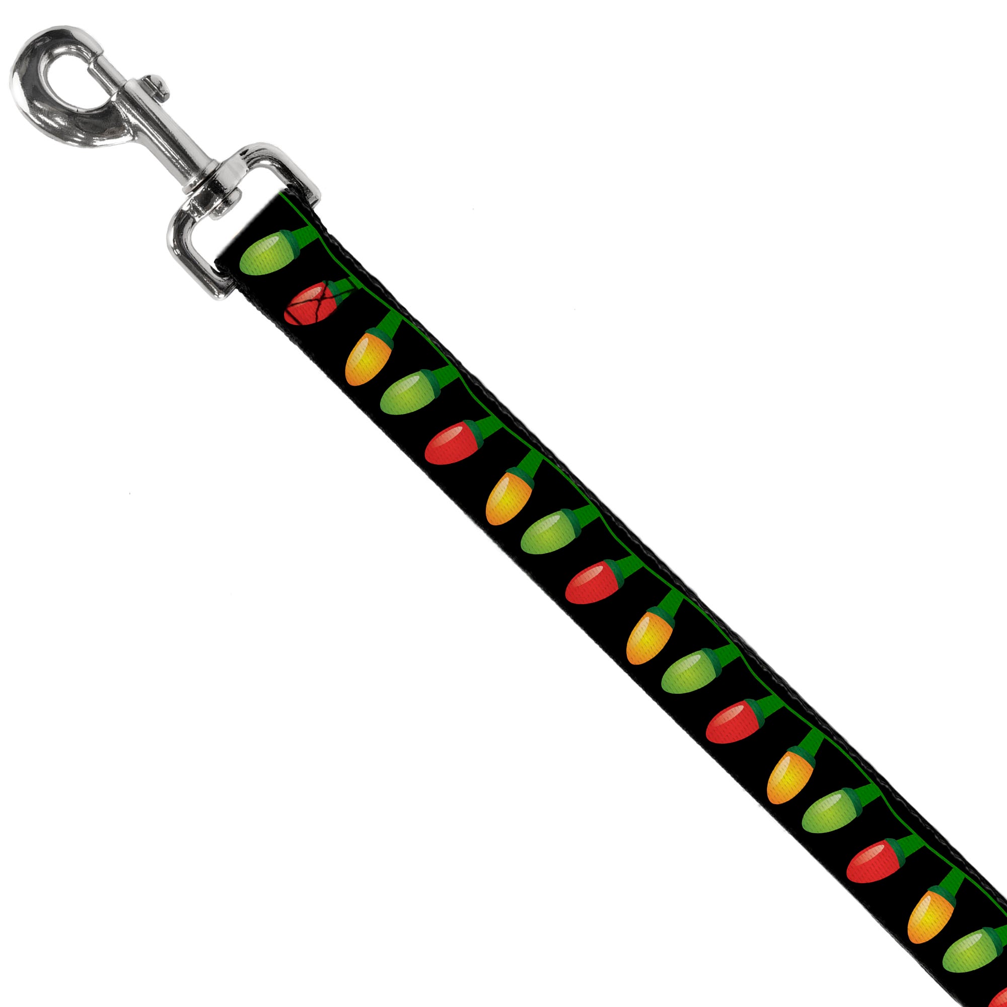 Dog Leash - Christmas Lights Black/Multi Color Dog Leashes Buckle-Down