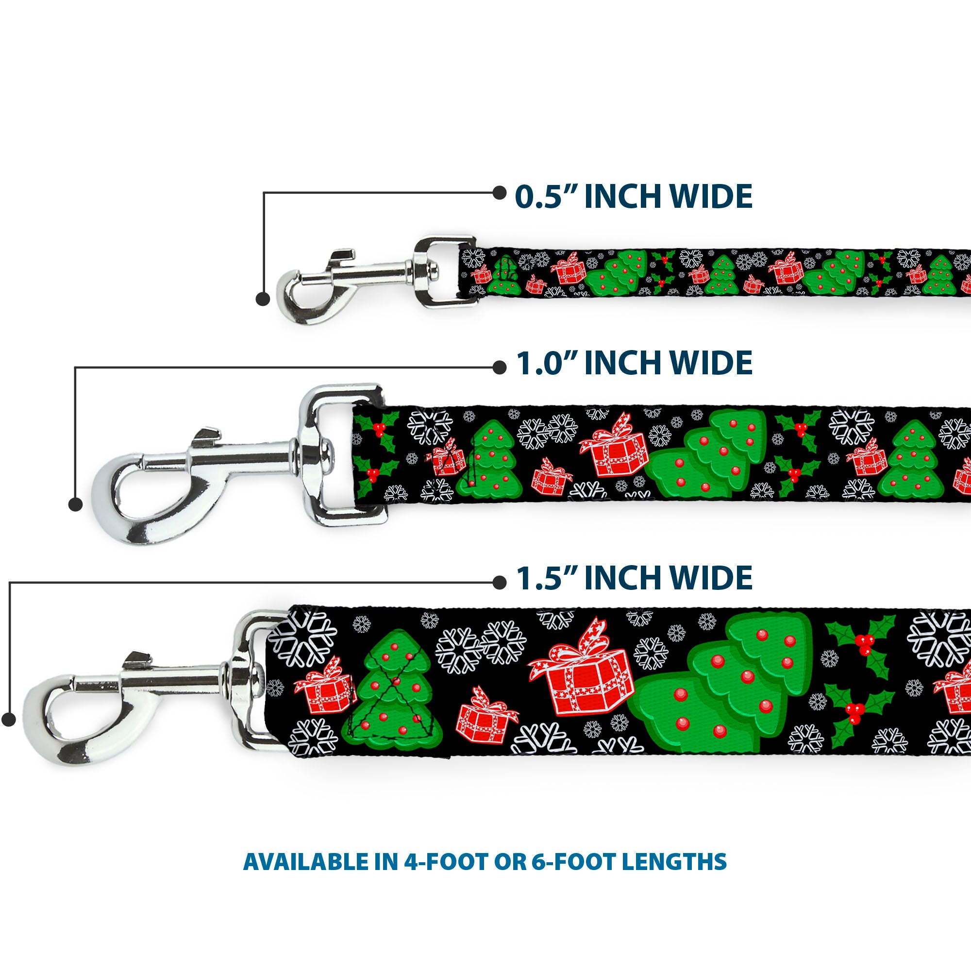 Dog Leash - Christmas Collage Black/White/Green/Red Dog Leashes Buckle-Down