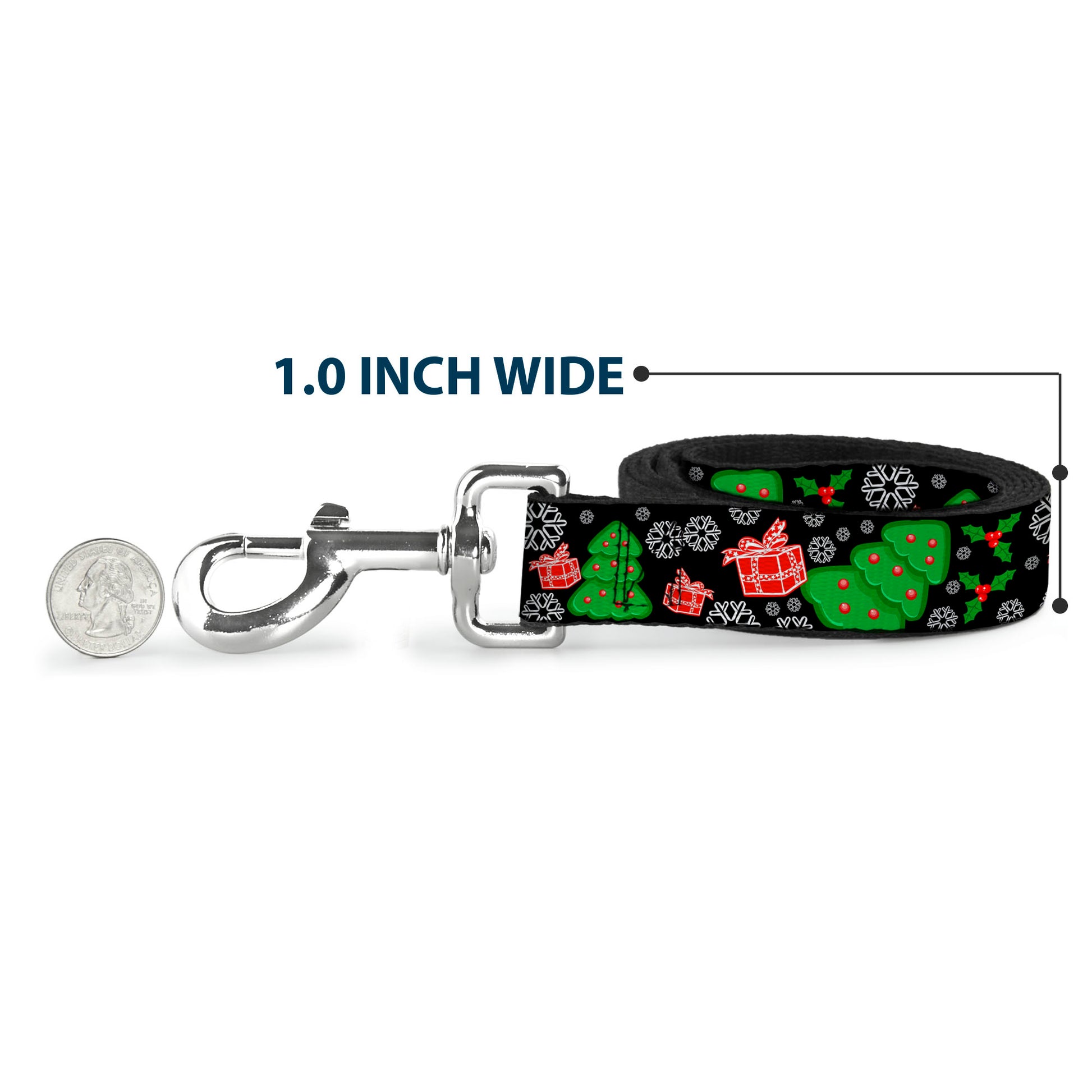 Dog Leash - Christmas Collage Black/White/Green/Red Dog Leashes Buckle-Down