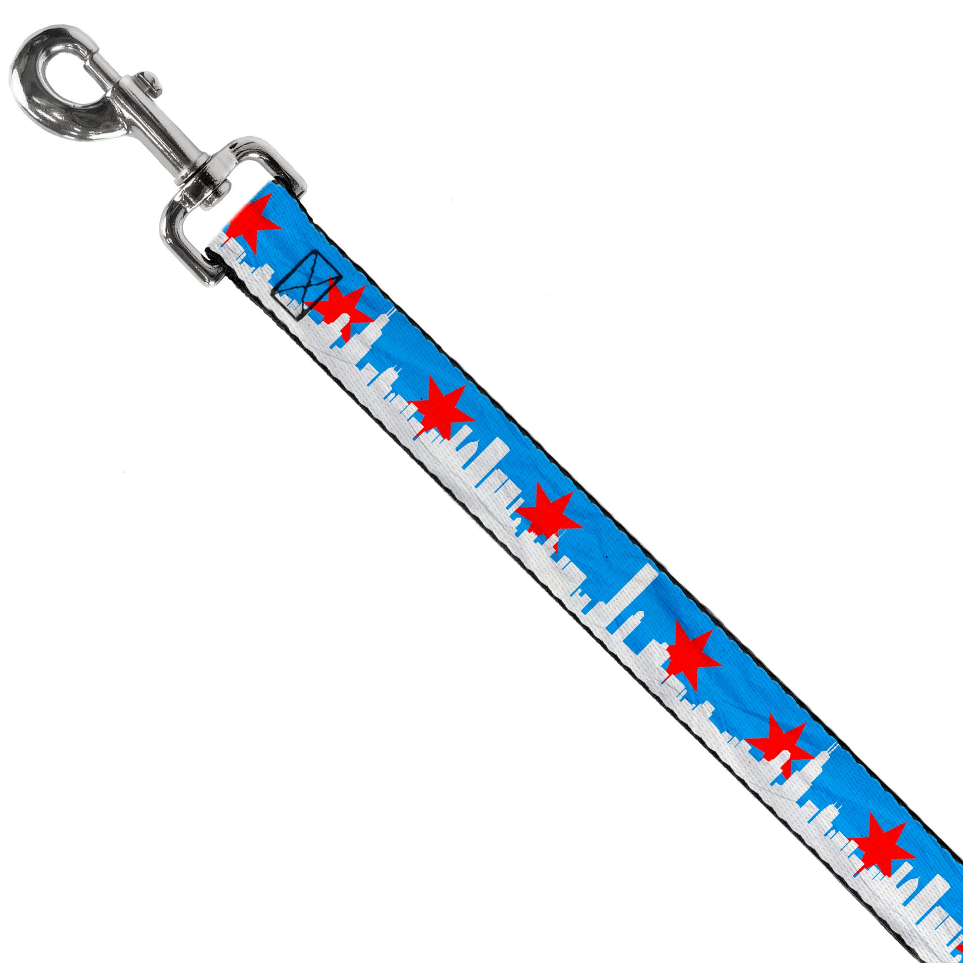 Dog Leash - Chicago Skyline/Flag Distressed Black/White/Red Dog Leashes Buckle-Down