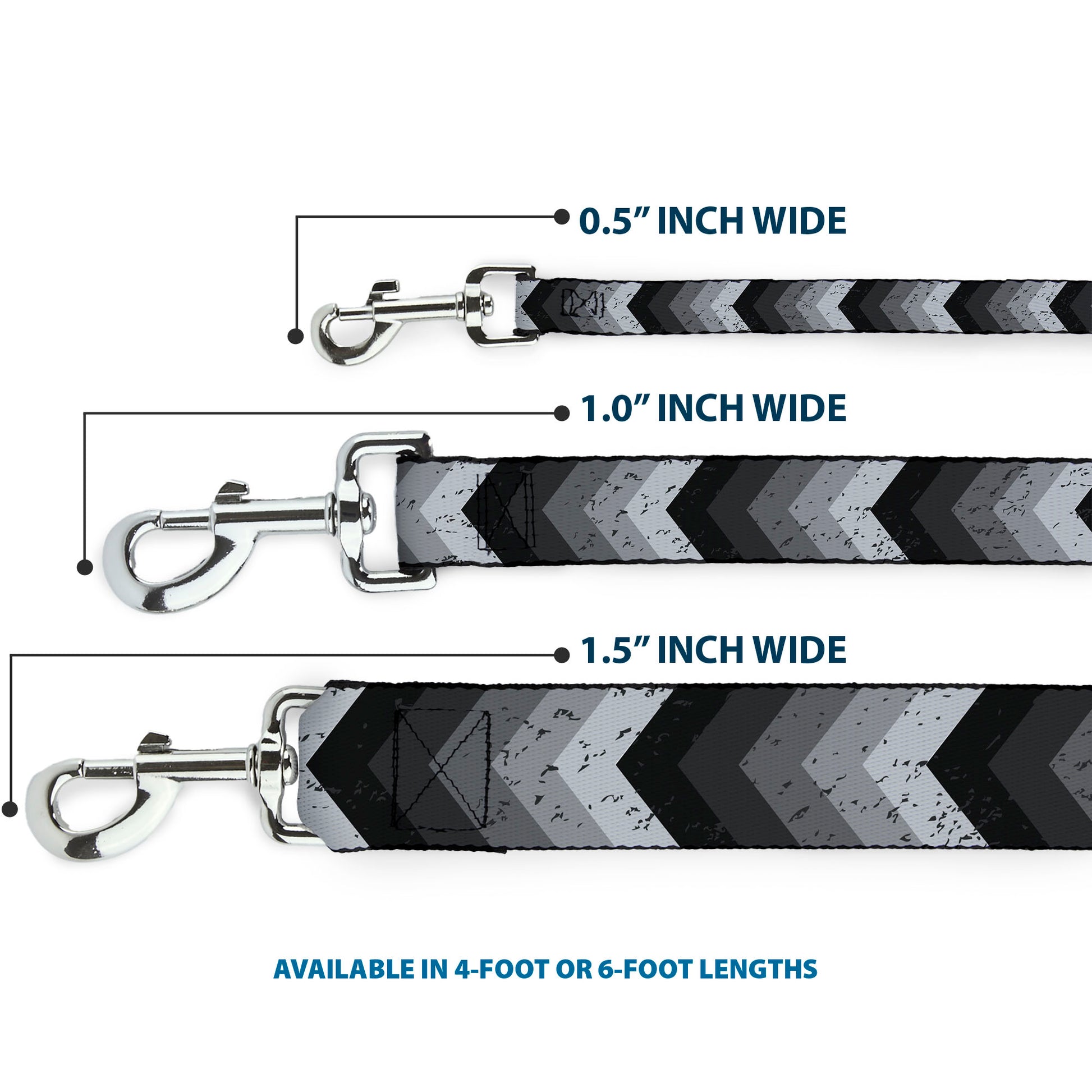 Dog Leash - Chevron Weathered Black/Grays Dog Leashes Buckle-Down