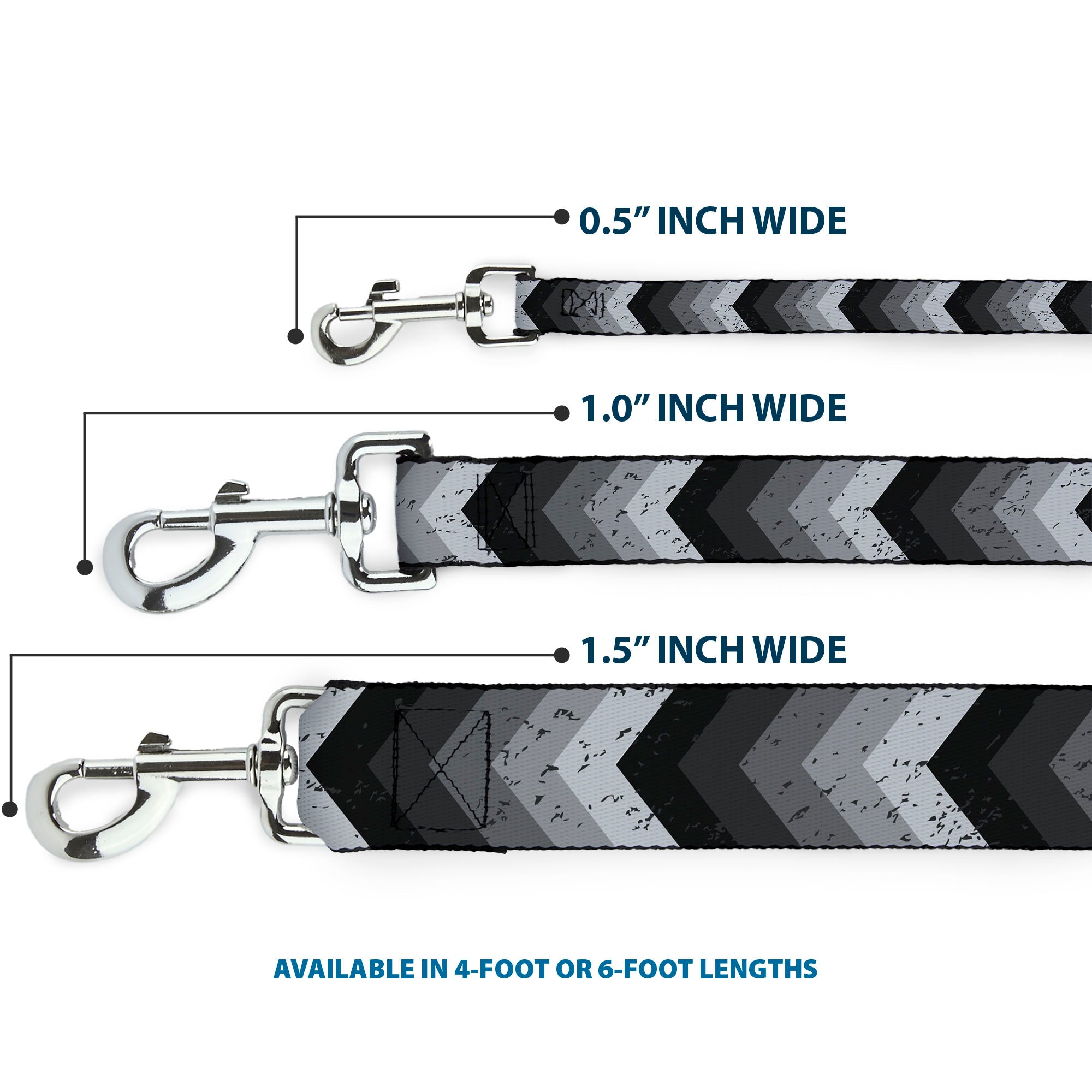 Dog Leash - Chevron Weathered Black/Grays Dog Leashes Buckle-Down