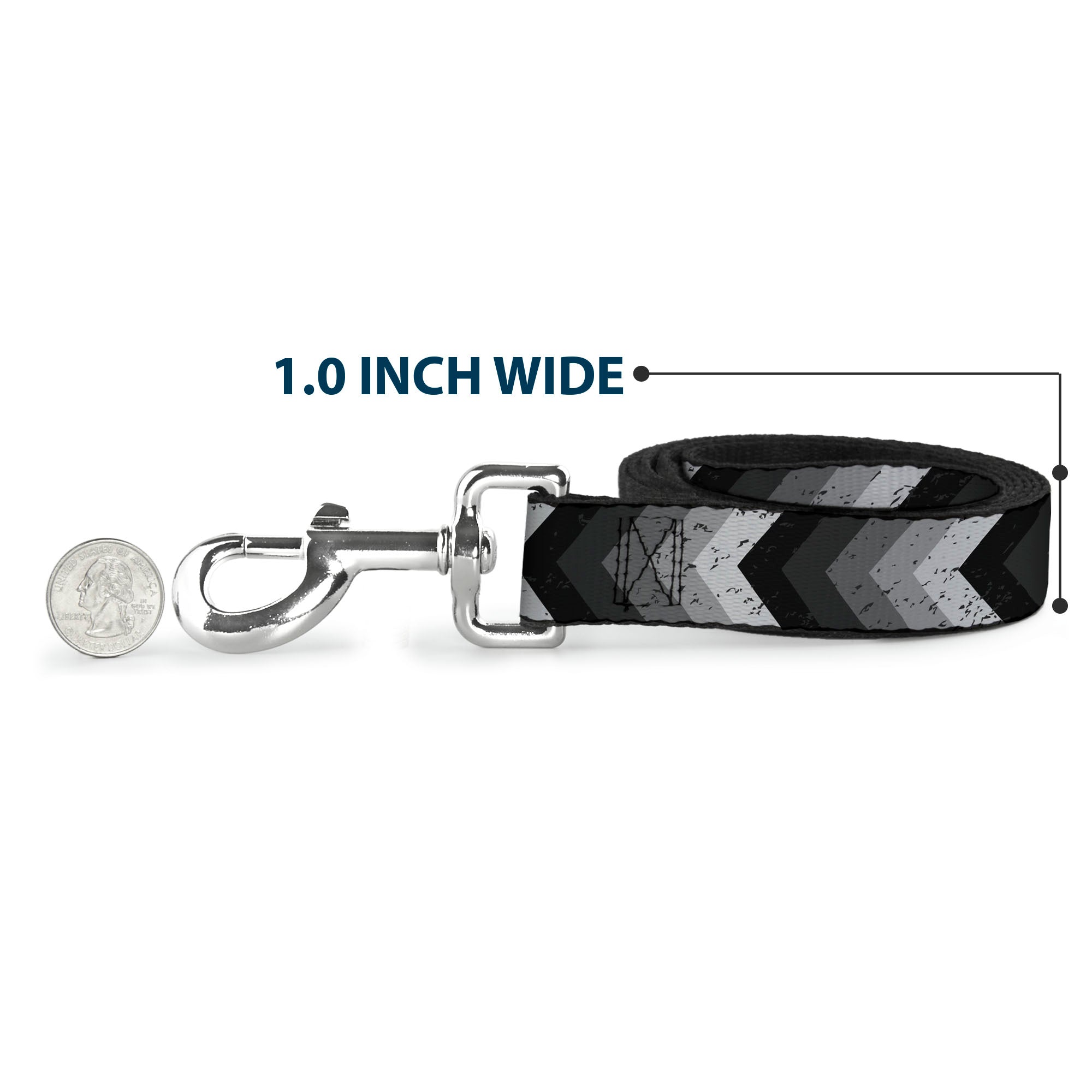 Dog Leash - Chevron Weathered Black/Grays Dog Leashes Buckle-Down