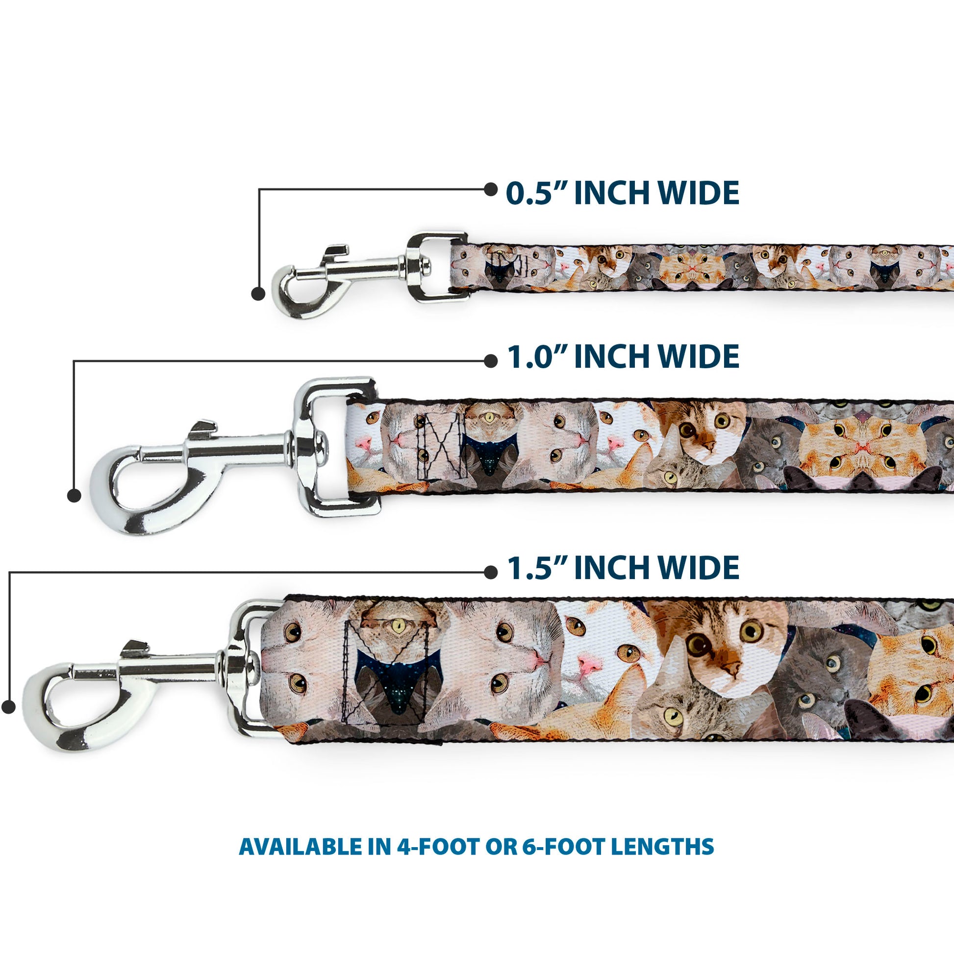 Dog Leash - Cat Faces Stacked Dog Leashes Buckle-Down