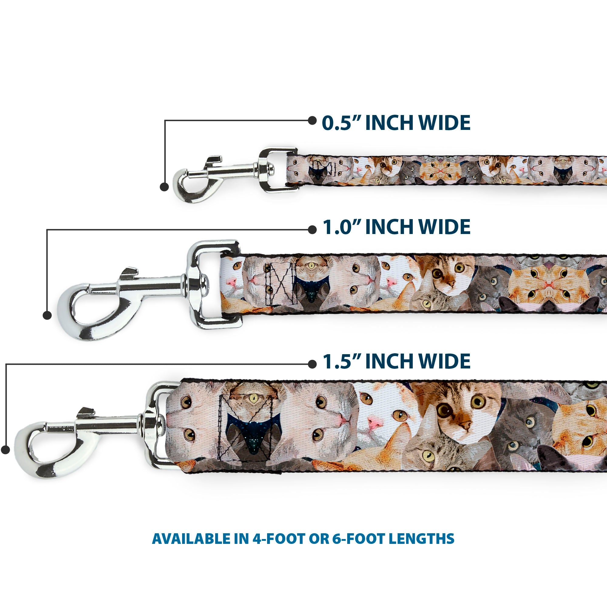 Dog Leash - Cat Faces Stacked Dog Leashes Buckle-Down