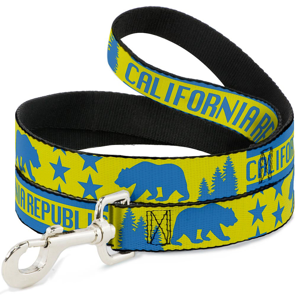 Dog Leash - CALIFORNIA REPUBLIC/Bear/Stars Silhouette Yellow/Blue Dog Leashes Buckle-Down