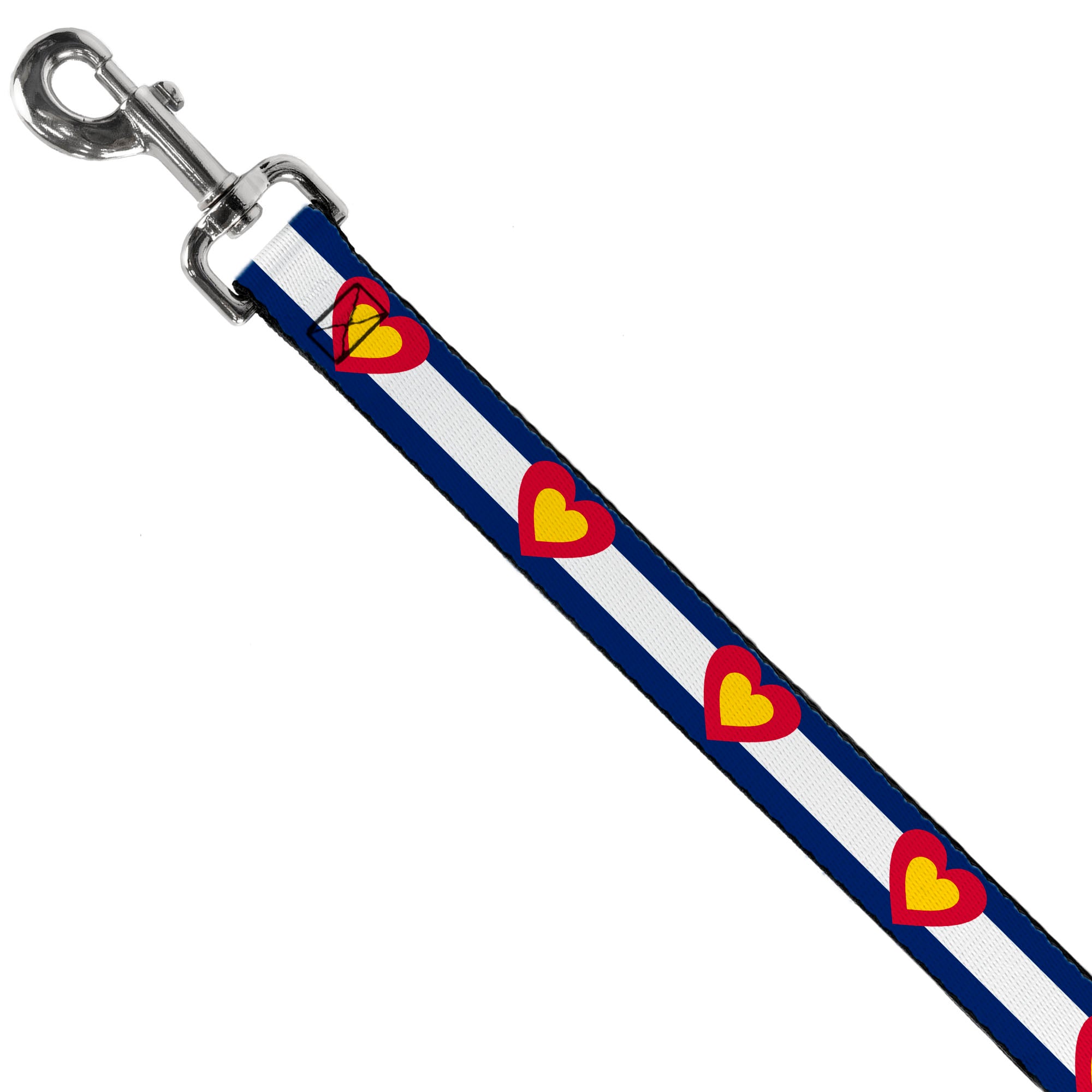 Dog Leash - Colorado Heart Blue/White/Red/Yellow Dog Leashes Buckle-Down