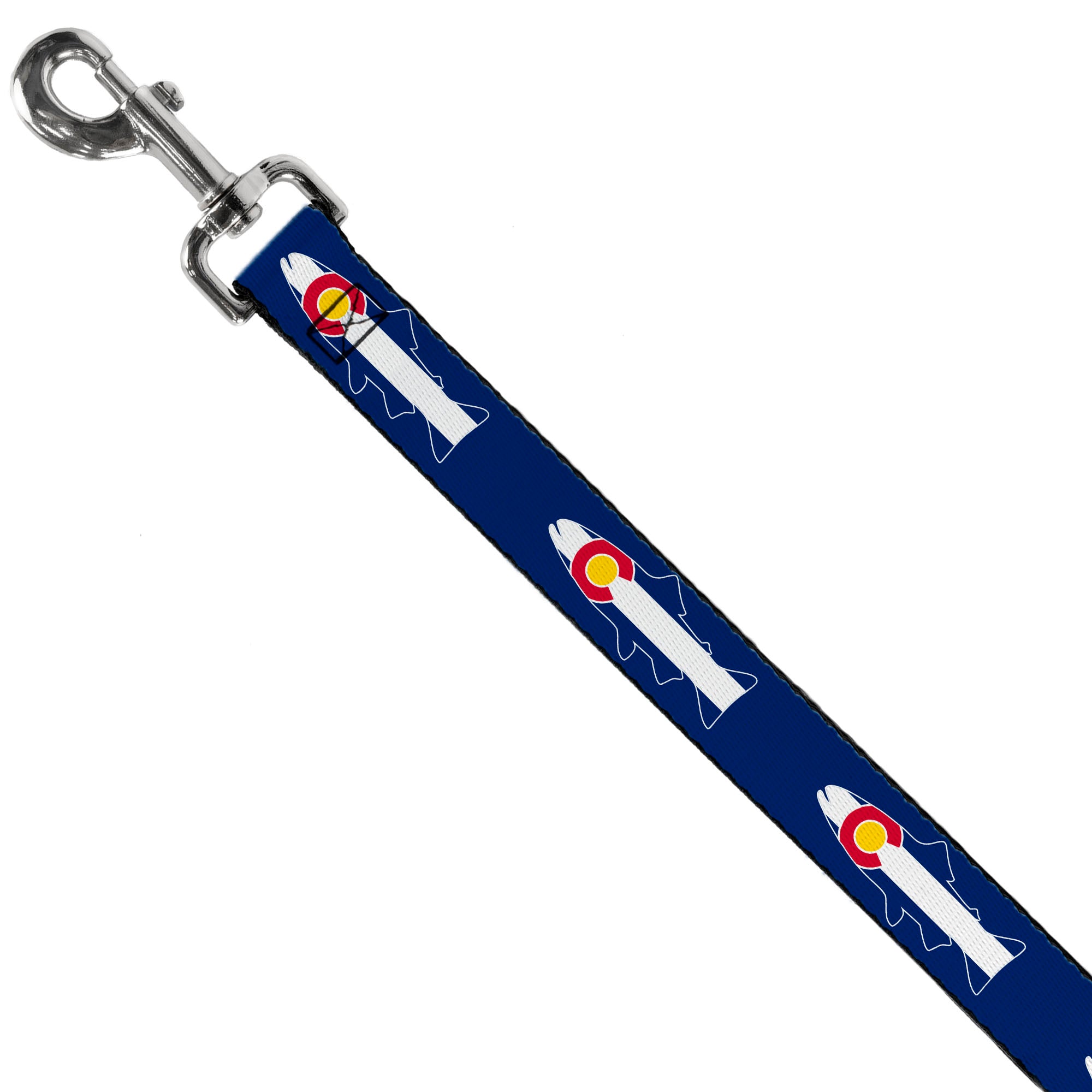 Dog Leash - Colorado Trout Flag/Snowy Mountains Blues/White/Red/Yellow Dog Leashes Buckle-Down