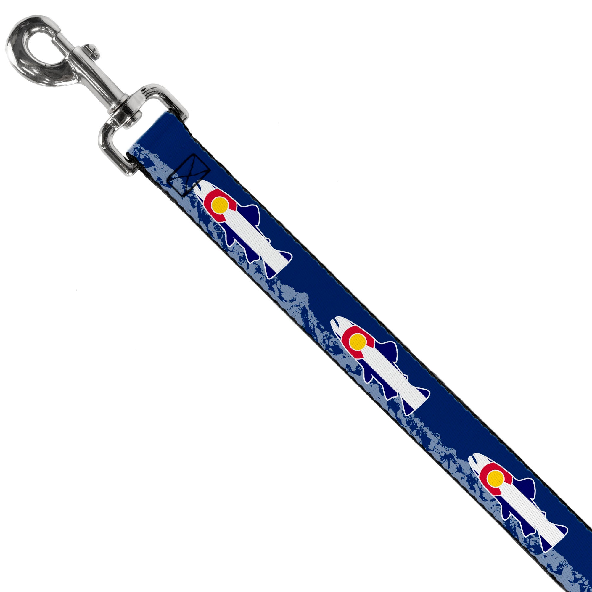 Dog Leash - Colorado Trout Flag Blue/White/Red/Yellow Dog Leashes Buckle-Down