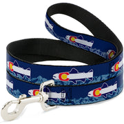 Dog Leash - Colorado Trout Flag Blue/White/Red/Yellow Dog Leashes Buckle-Down