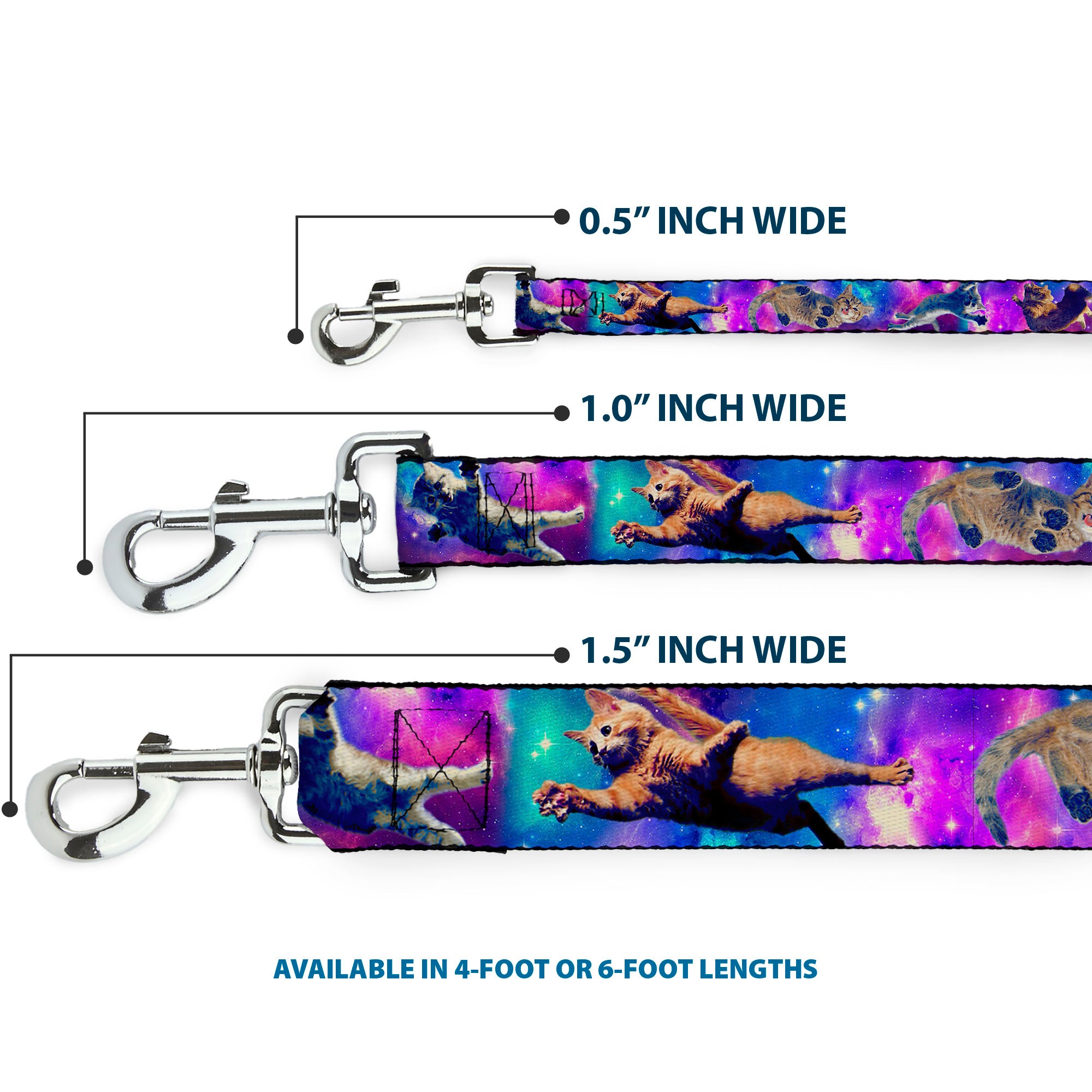 Dog Leash - Cats in Space Pinks/Blues Dog Leashes Buckle-Down