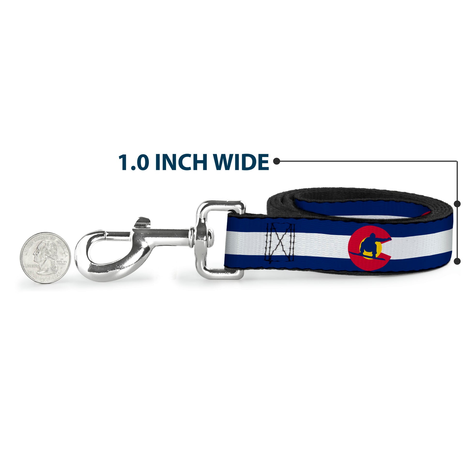 Dog Leash - Colorado Flag/Snowboarder Blue/White/Red/Yellow Dog Leashes Buckle-Down