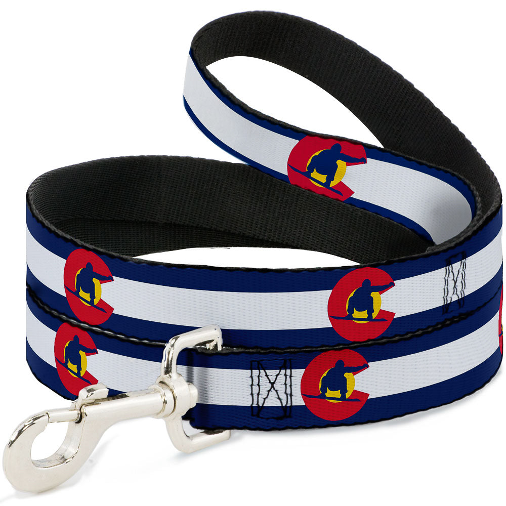 Dog Leash - Colorado Flag/Snowboarder Blue/White/Red/Yellow Dog Leashes Buckle-Down