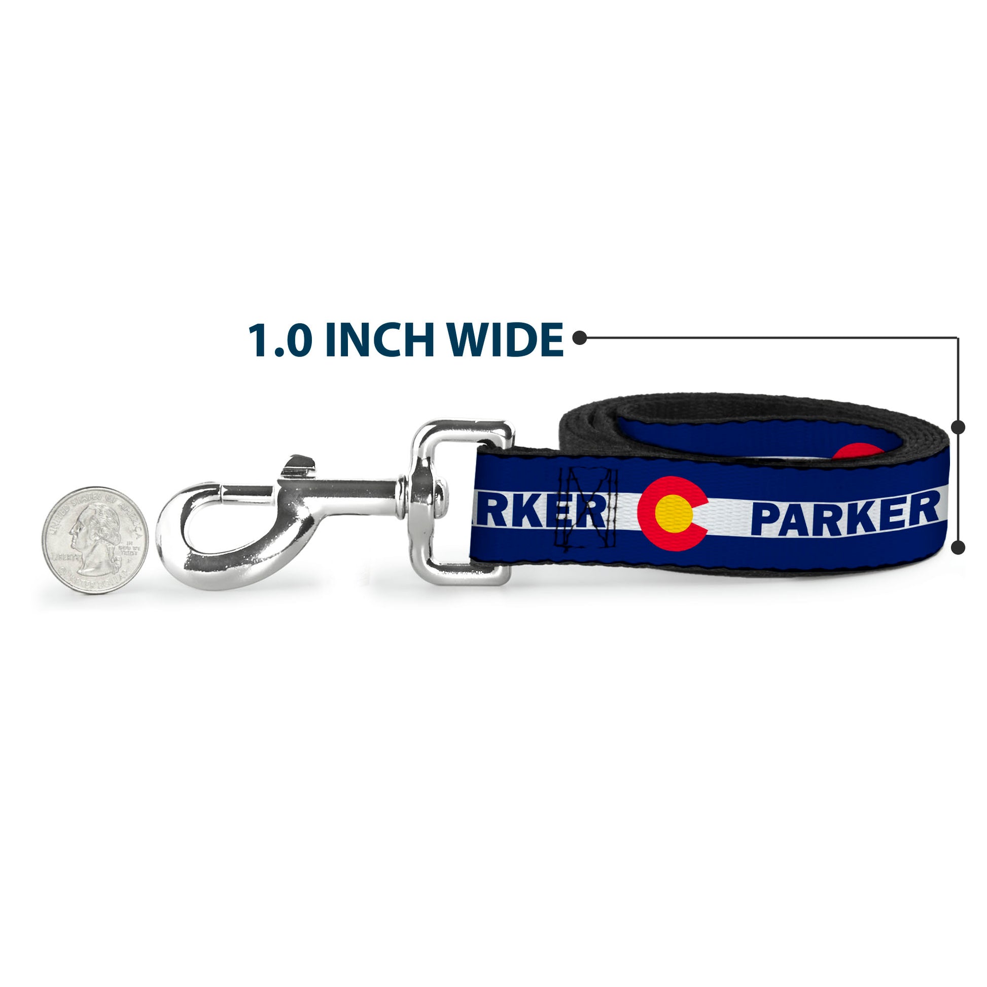 Dog Leash - Colorado PARKER Flag Blue/White/Red/Yellow Dog Leashes Buckle-Down