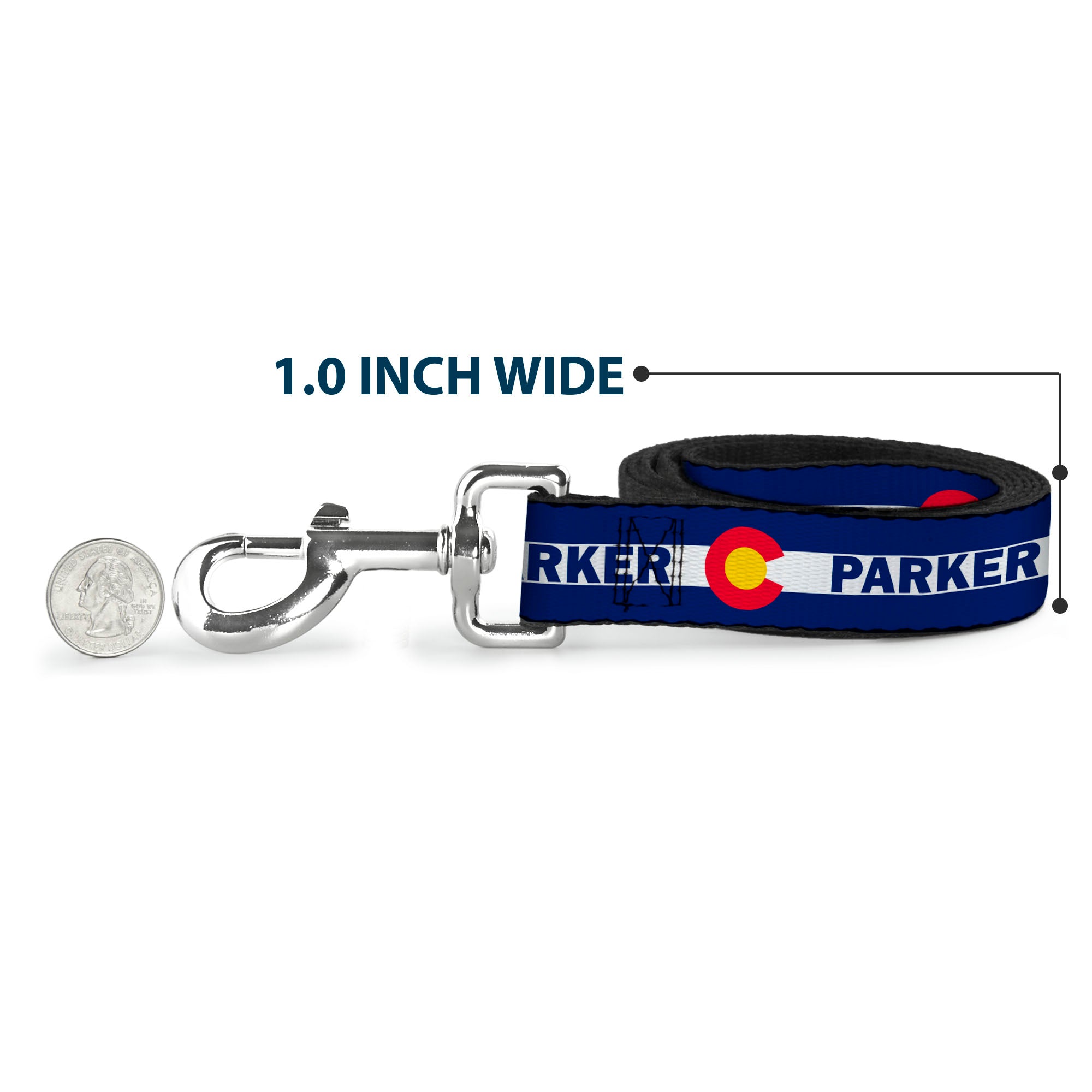 Dog Leash - Colorado PARKER Flag Blue/White/Red/Yellow Dog Leashes Buckle-Down