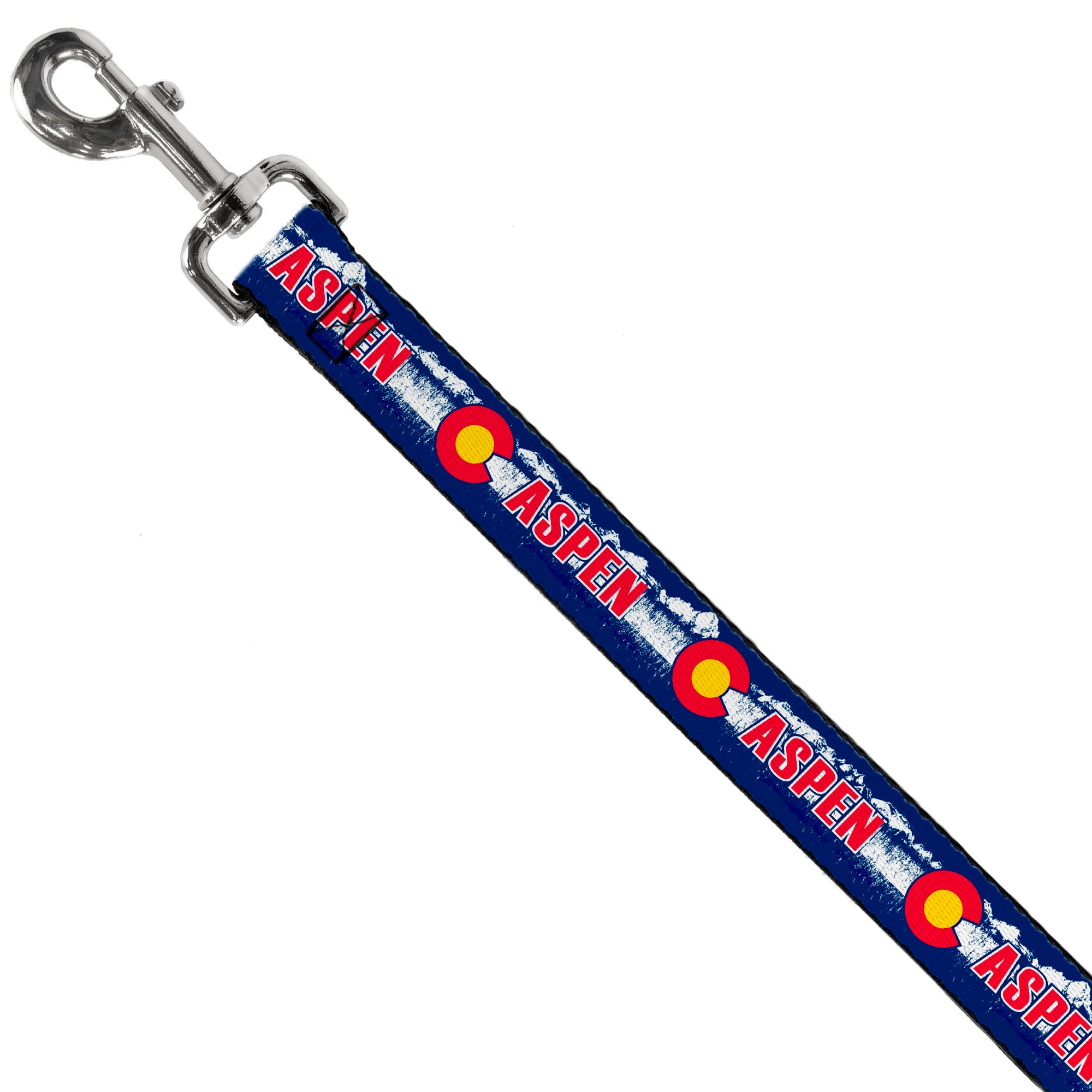 Dog Leash - Colorado ASPEN Flag/Snowy Mountains Weathered Blue/White/Red/Yellows Dog Leashes Buckle-Down