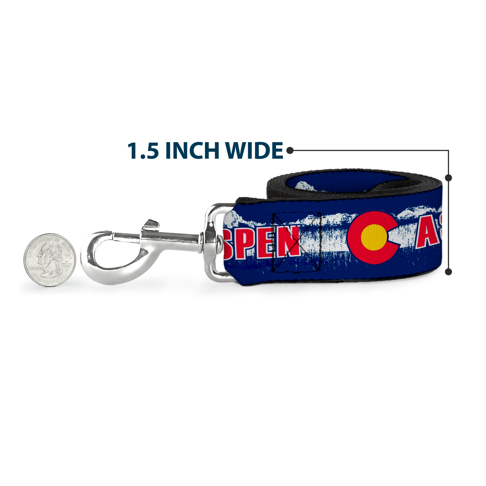 Dog Leash - Colorado ASPEN Flag/Snowy Mountains Weathered Blue/White/Red/Yellows Dog Leashes Buckle-Down