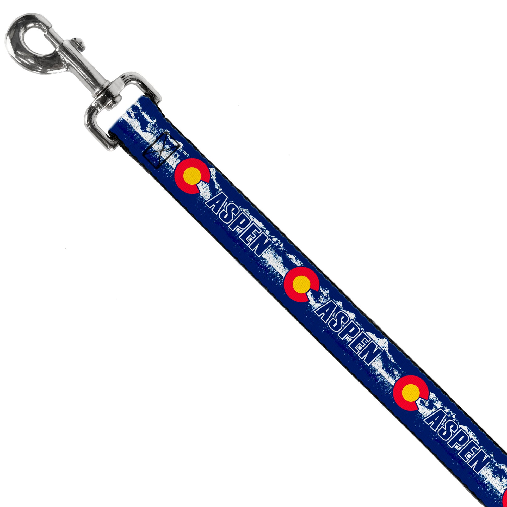 Dog Leash - Colorado ASPEN Flag/Snowy Mountains Weathered2 Blue/White/Red/Yellows Dog Leashes Buckle-Down