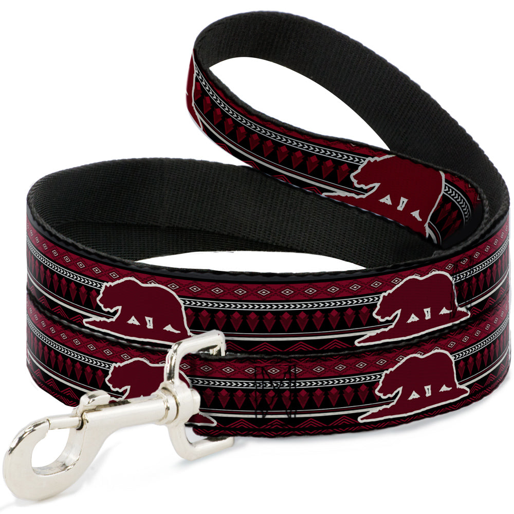 Dog Leash - Cali Bear/Aztec4 Black/Dark Reds/Cream Dog Leashes Buckle-Down
