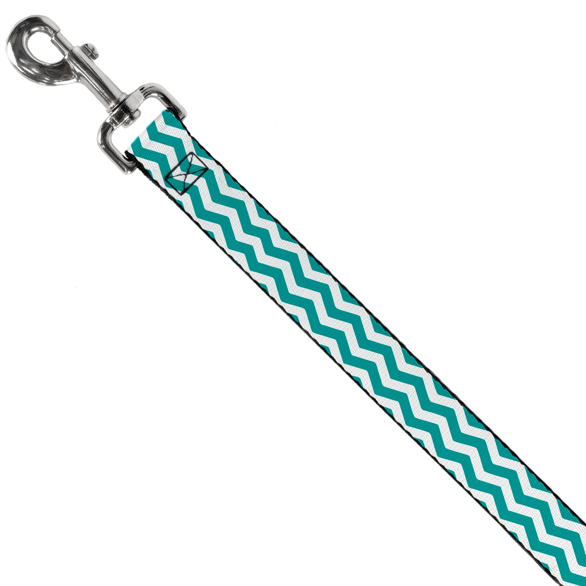 Dog Leash - Chevron Stripe White/Teal Dog Leashes Buckle-Down