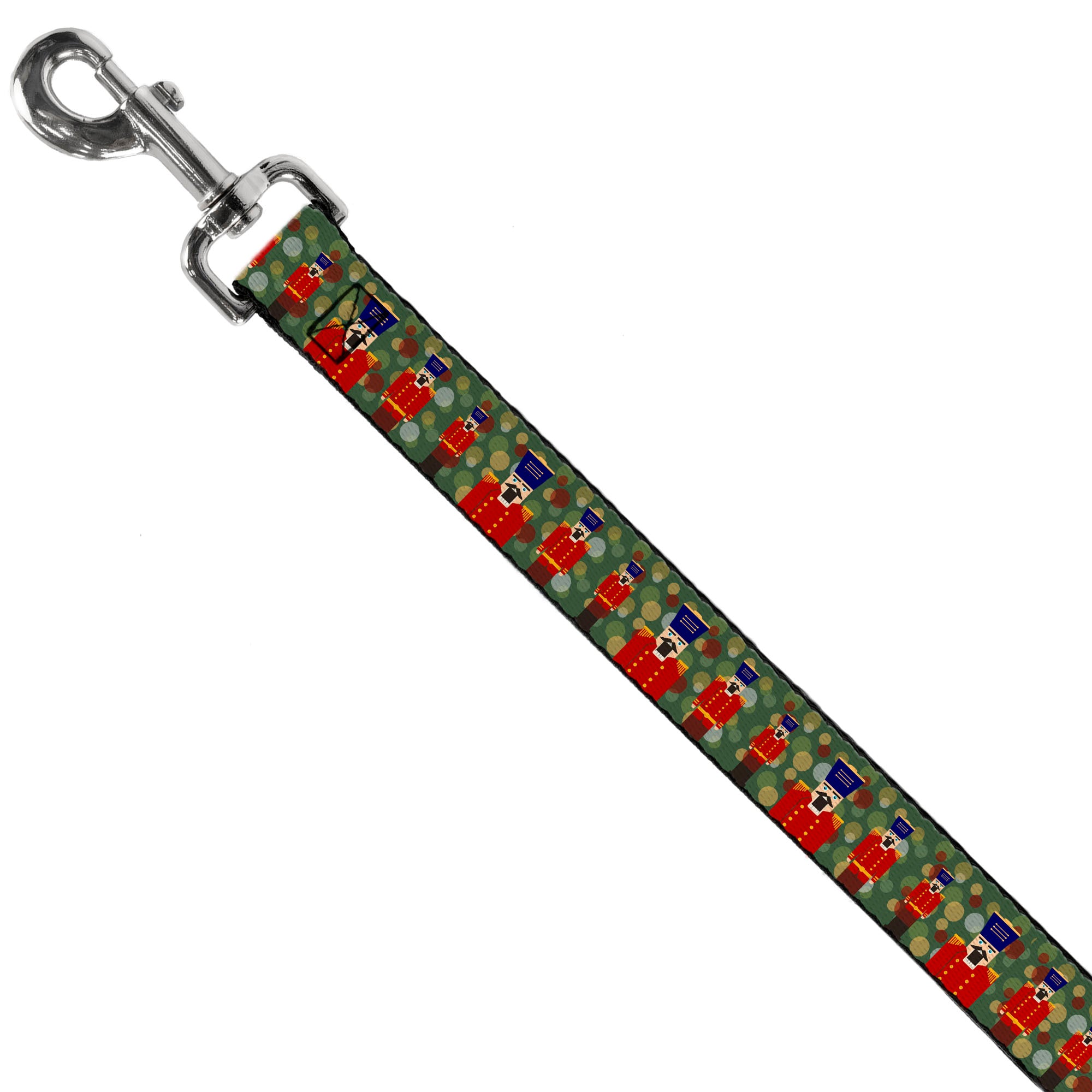 Dog Leash - Christmas Nutcracker Polka Dots Greens Gold Red Dog Leashes Buckle-Down