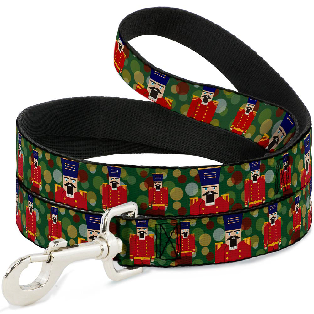 Dog Leash - Christmas Nutcracker Polka Dots Greens Gold Red Dog Leashes Buckle-Down
