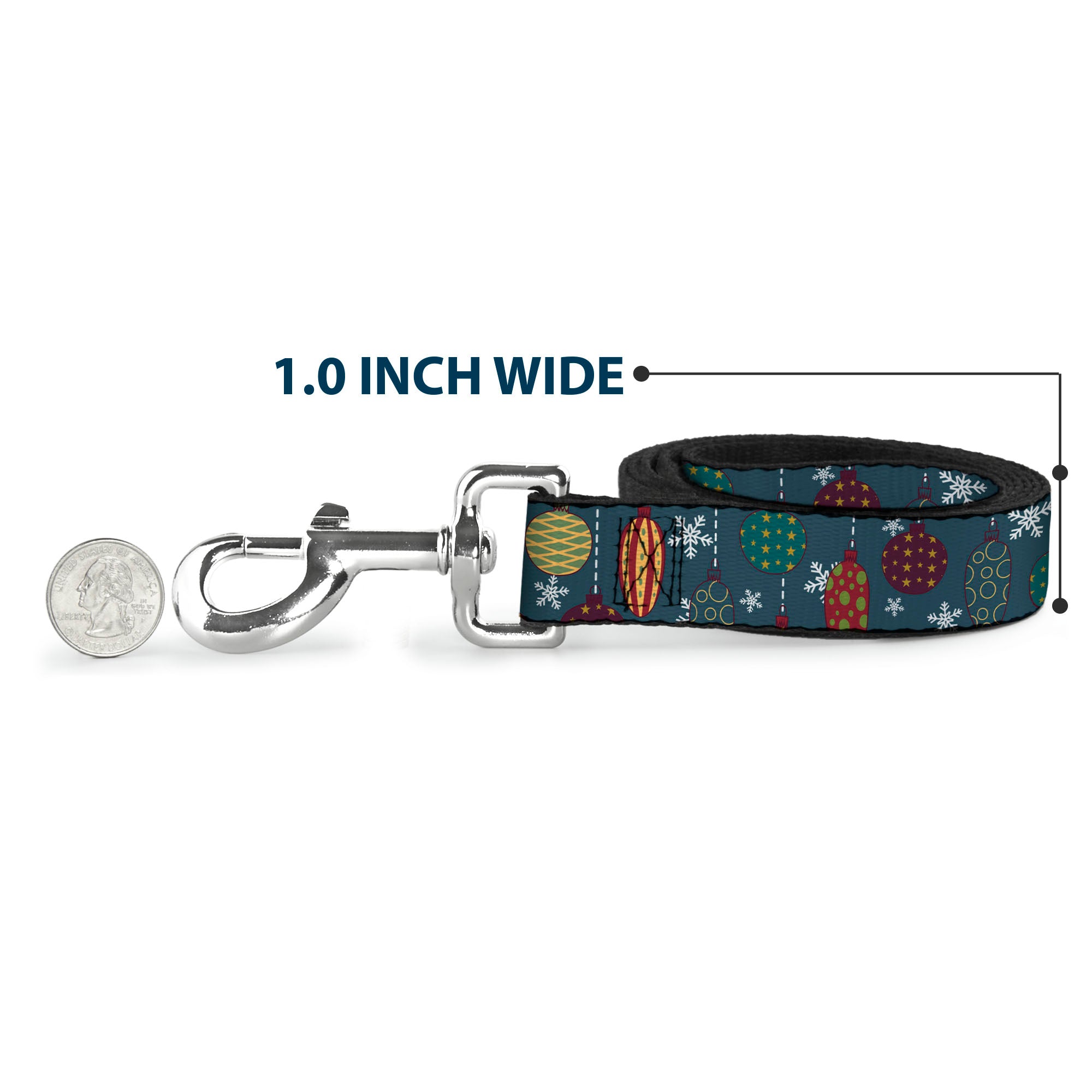 Dog Leash - Christmas Ornaments Snowflakes Blue White Multi Color Dog Leashes Buckle-Down