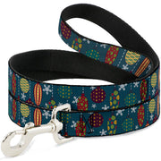 Dog Leash - Christmas Ornaments Snowflakes Blue White Multi Color Dog Leashes Buckle-Down