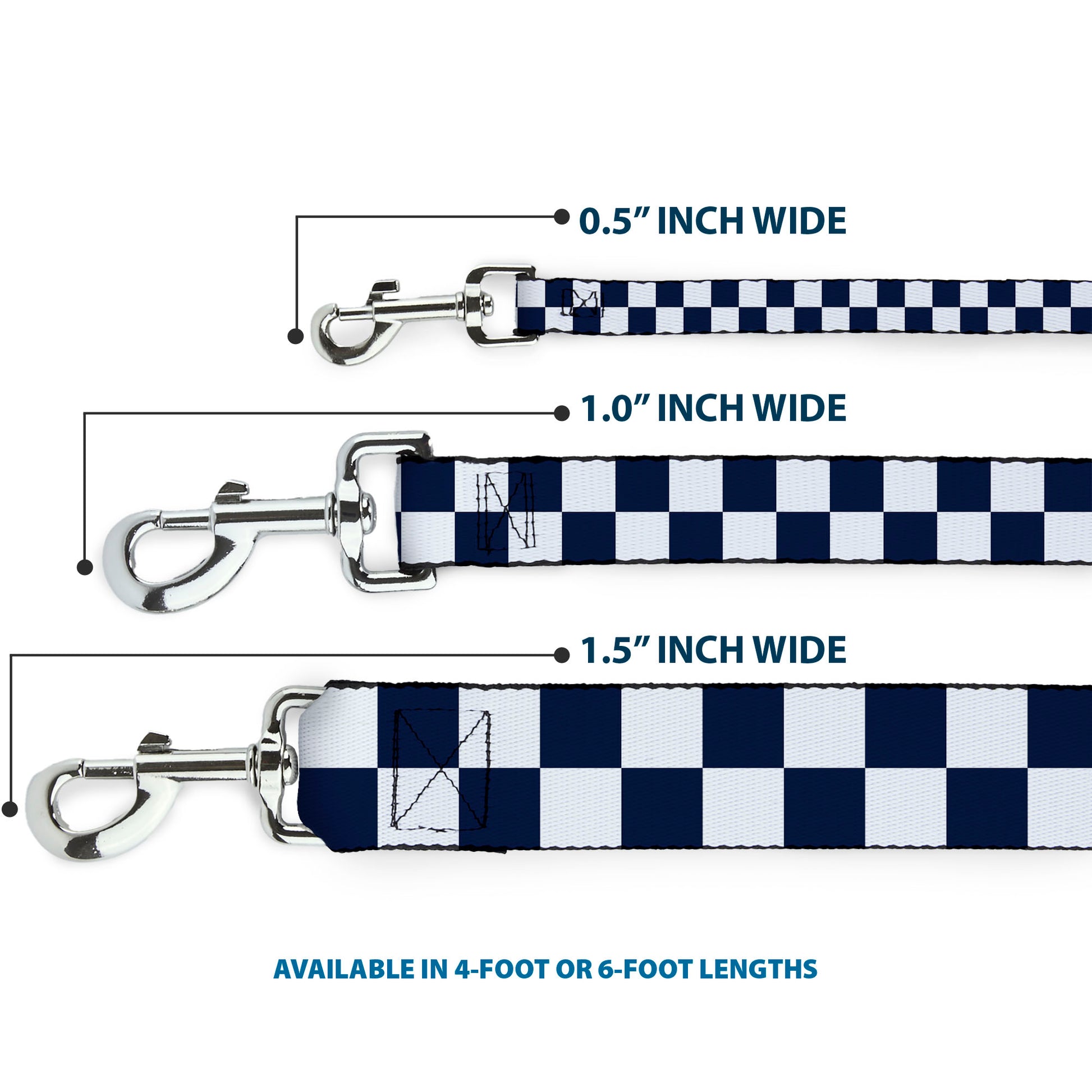 Dog Leash - Checker Midnight Blue/White Dog Leashes Buckle-Down