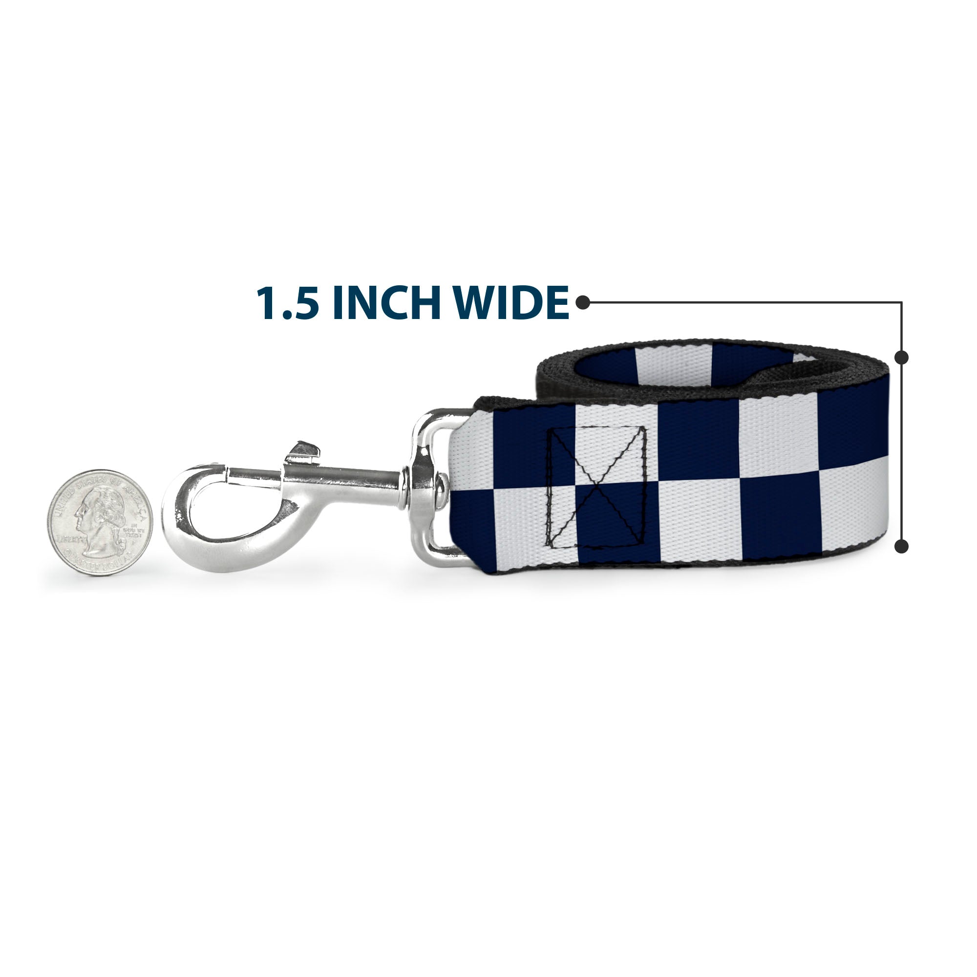 Dog Leash - Checker Midnight Blue/White Dog Leashes Buckle-Down