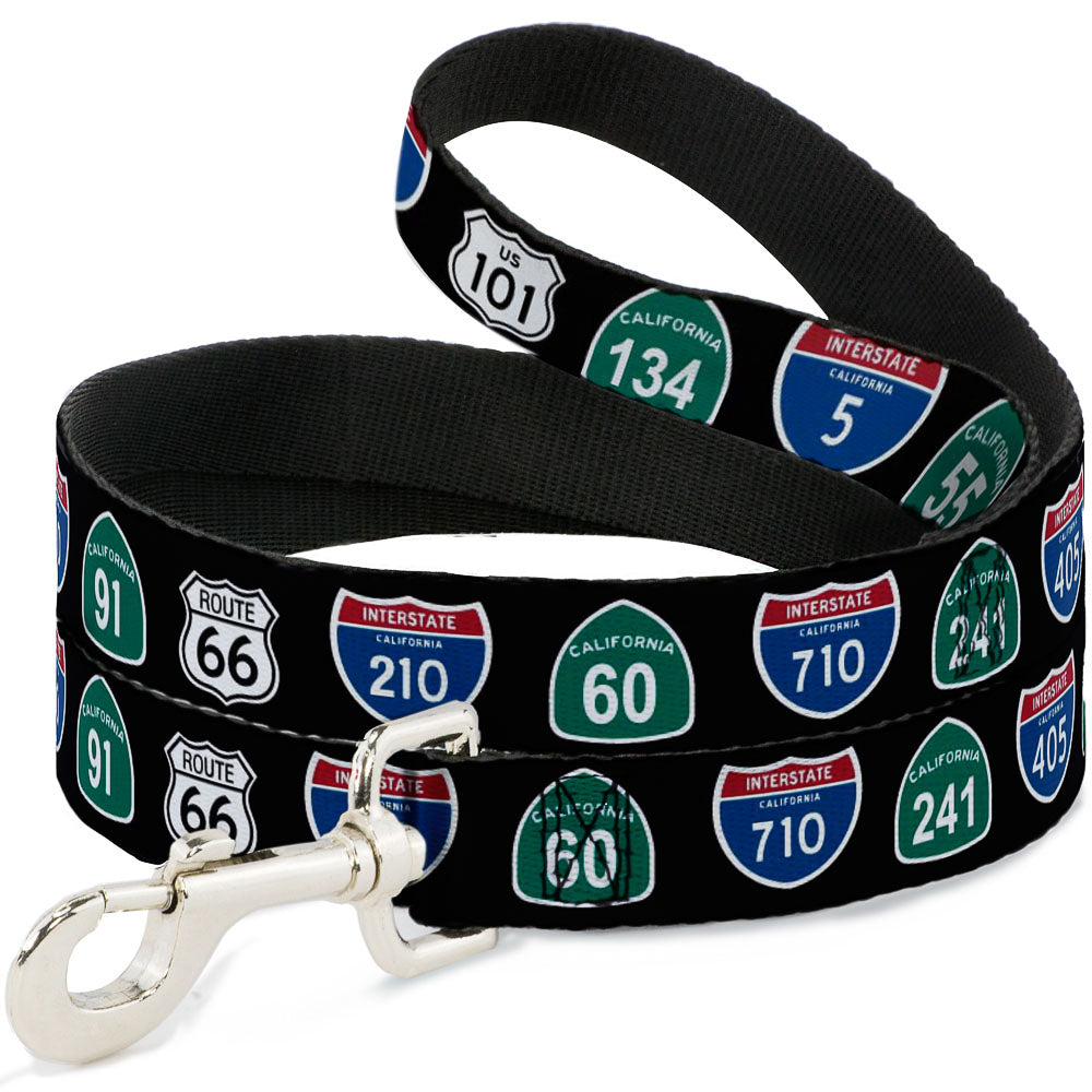Dog Leash - California Highway Signs Black Dog Leashes Buckle-Down