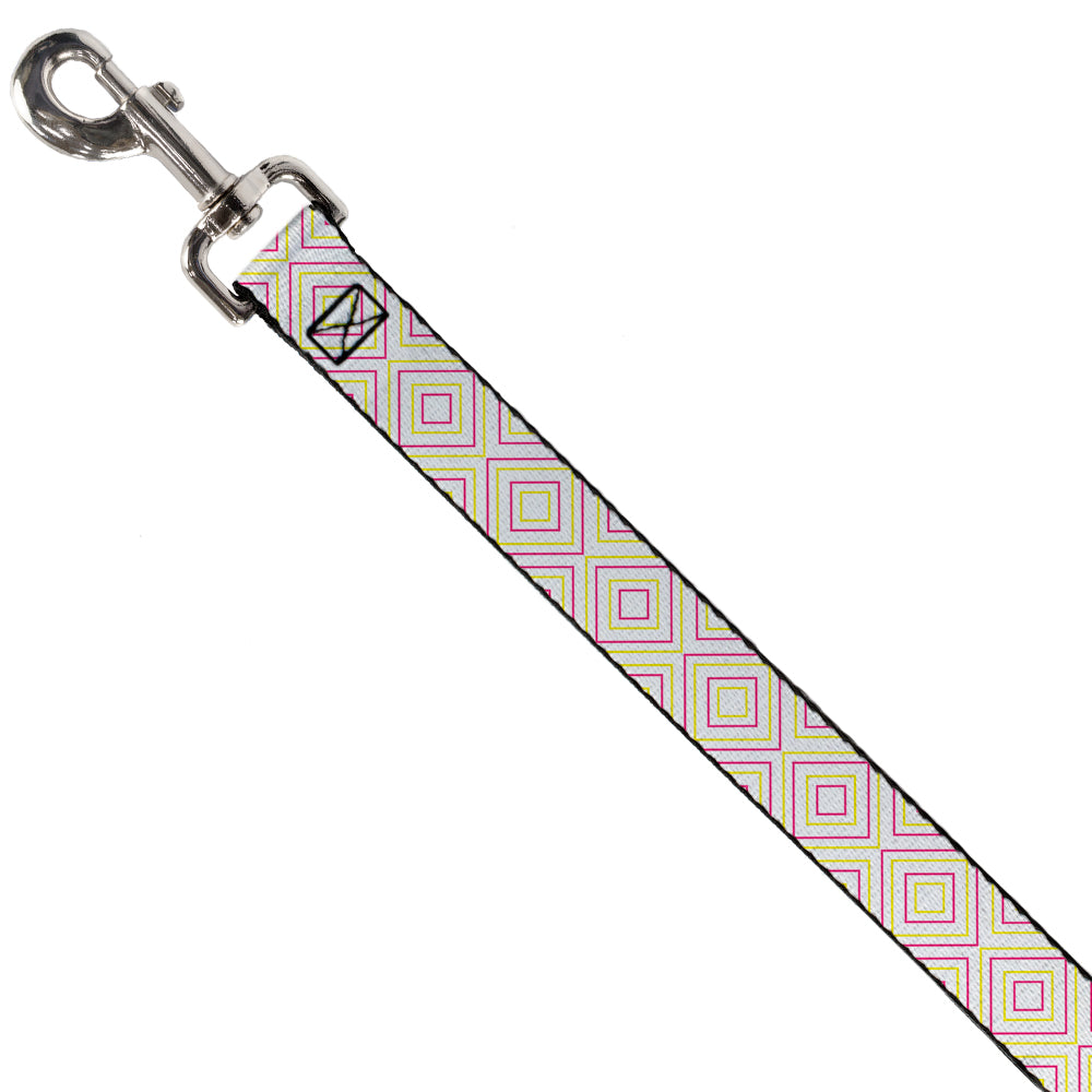 Dog Leash - Square Lines White/Fluorescent Orange/Pink/Yellow Dog Leashes Buckle-Down